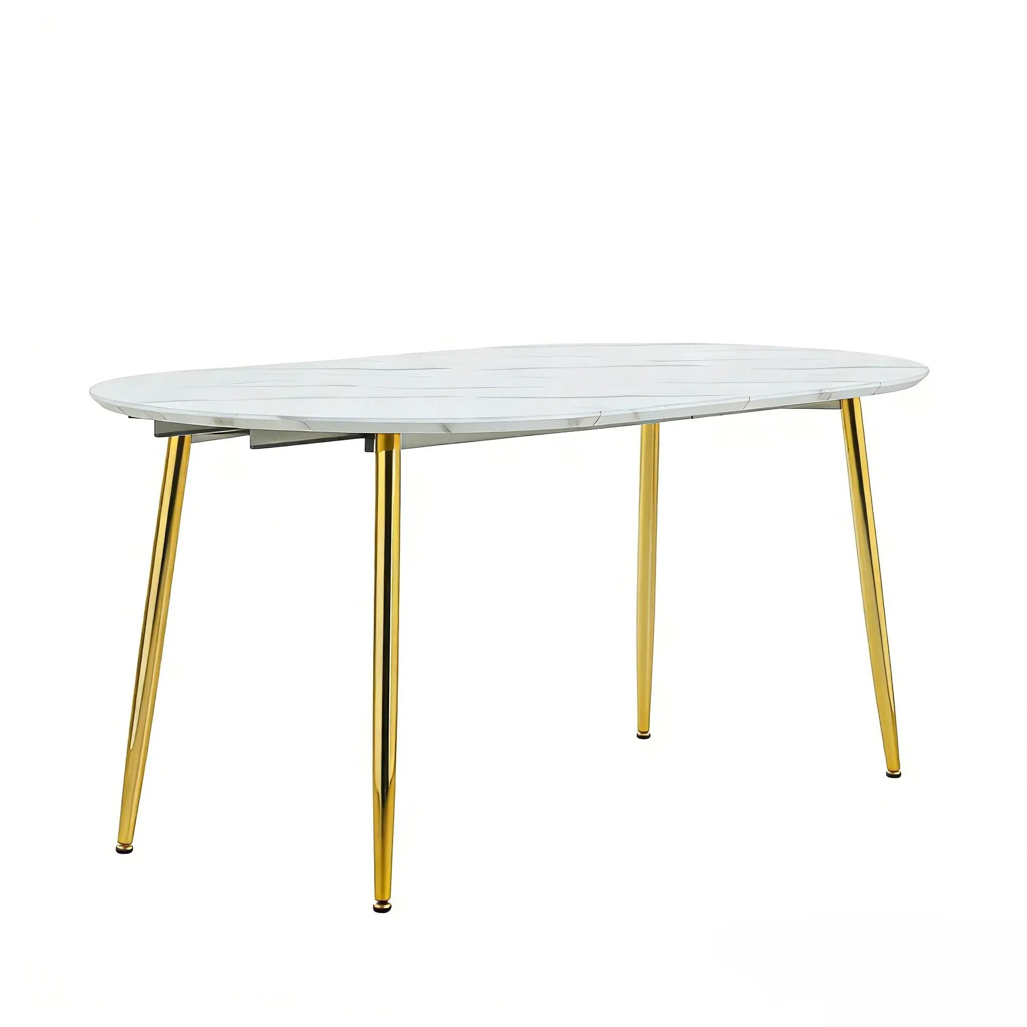 Extendable Oval Dining Table - White Marble by Unique Piece Furniture