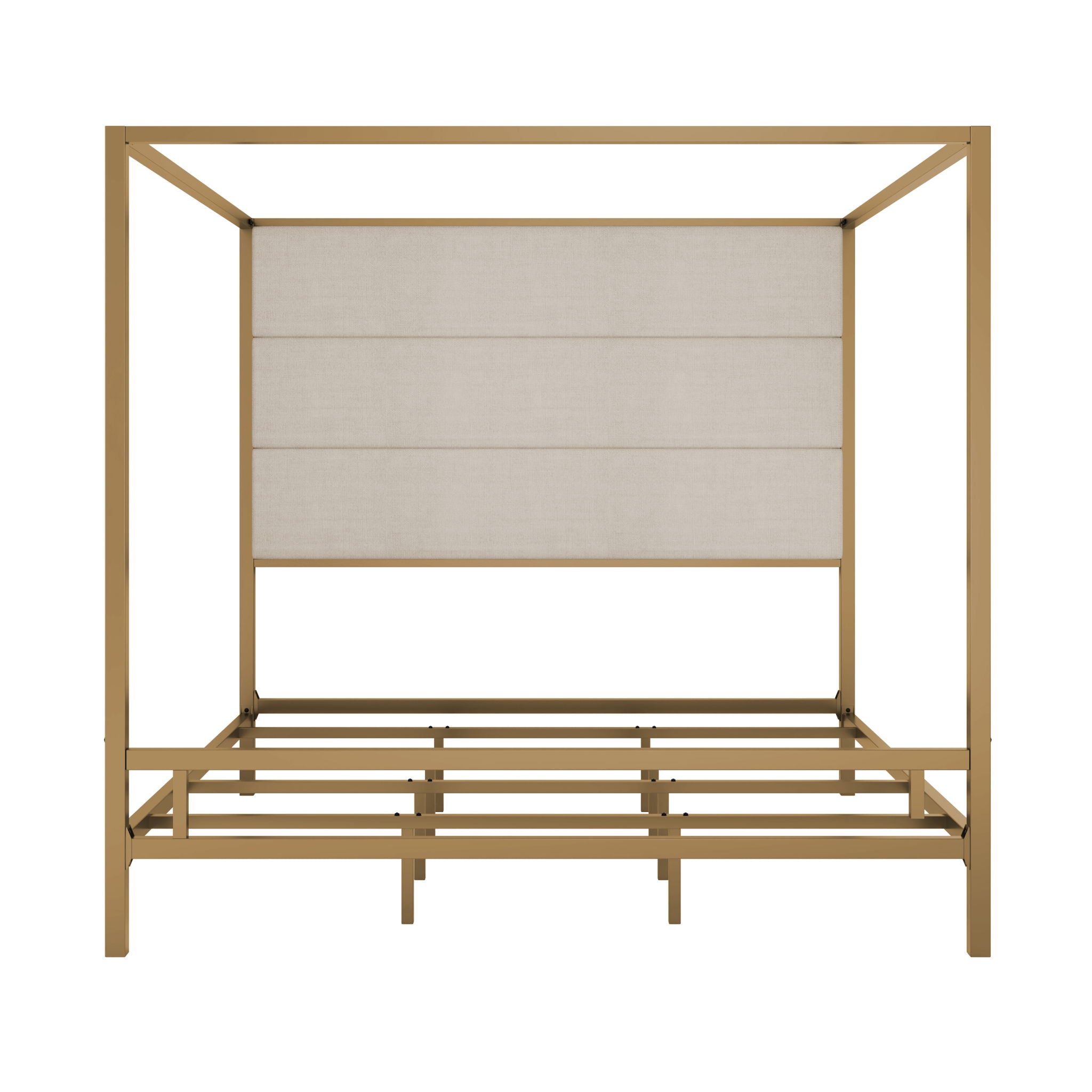Canopy Bed With Tall Upholstered Headboard, 4 Poster Frame by HouseOfZazla