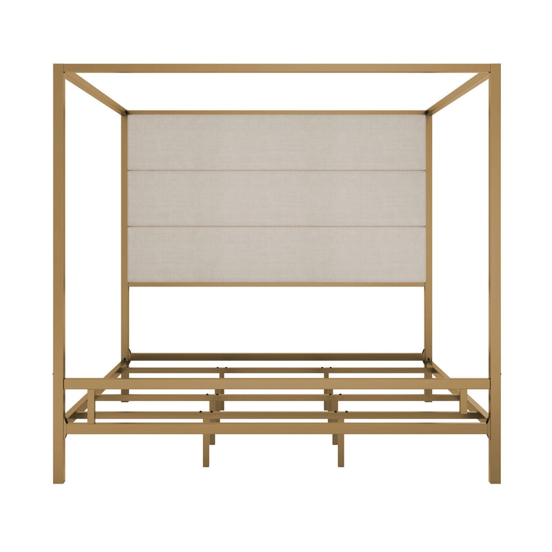 Canopy Bed With Tall Upholstered Headboard, 4 Poster Frame by HouseOfZazla