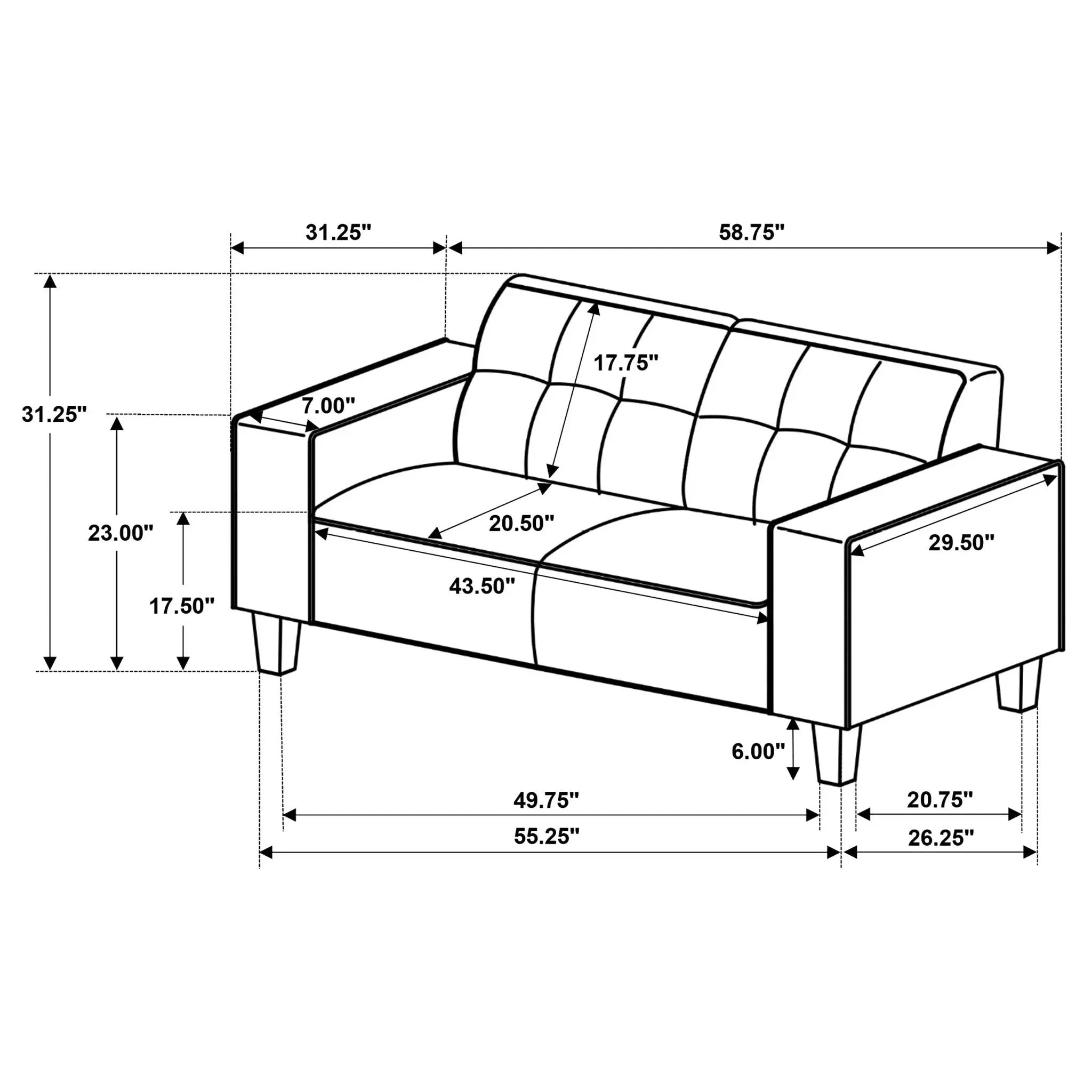 Xana - 2 Piece Upholstered Track Arm Sofa Set - Greige by HouseOfZazla