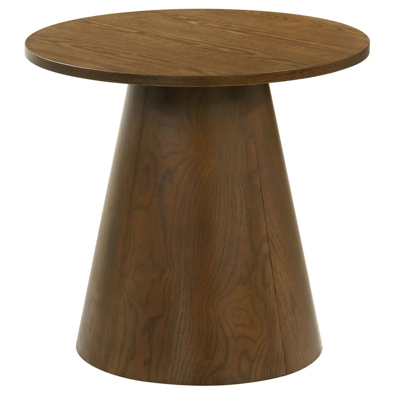 Franklin Round Wood Pedestal Side End Table Dark Brown by Unique Piece Furniture