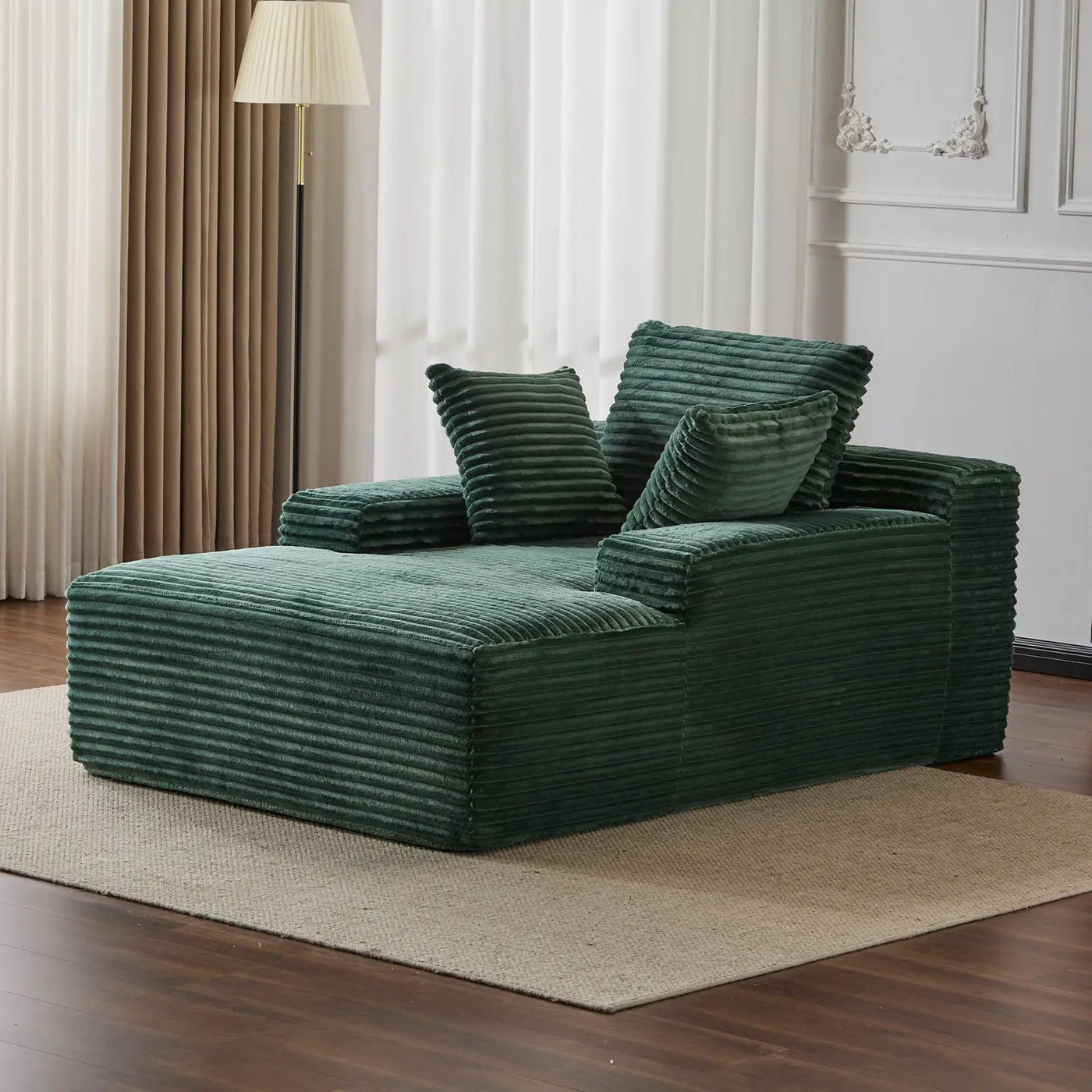 Oversized Chaise Lounge Chair Cozy Cloud Couch With 3 Throw Pillows And Wide Armrest by Unique Piece Furniture