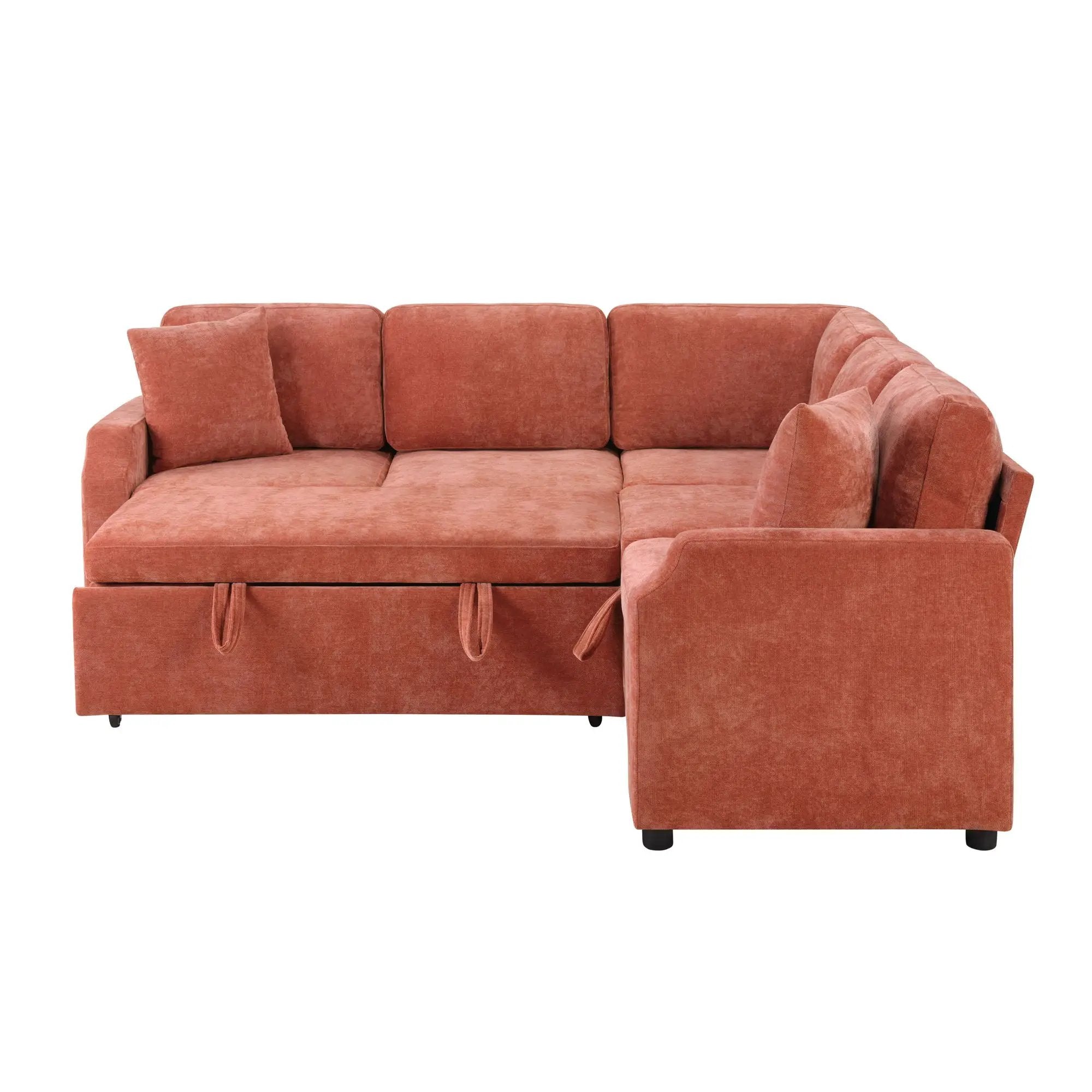 Modern L Shaped Sectional Sofa Bed With Hidden Storage Upholstery by HouseOfZazla