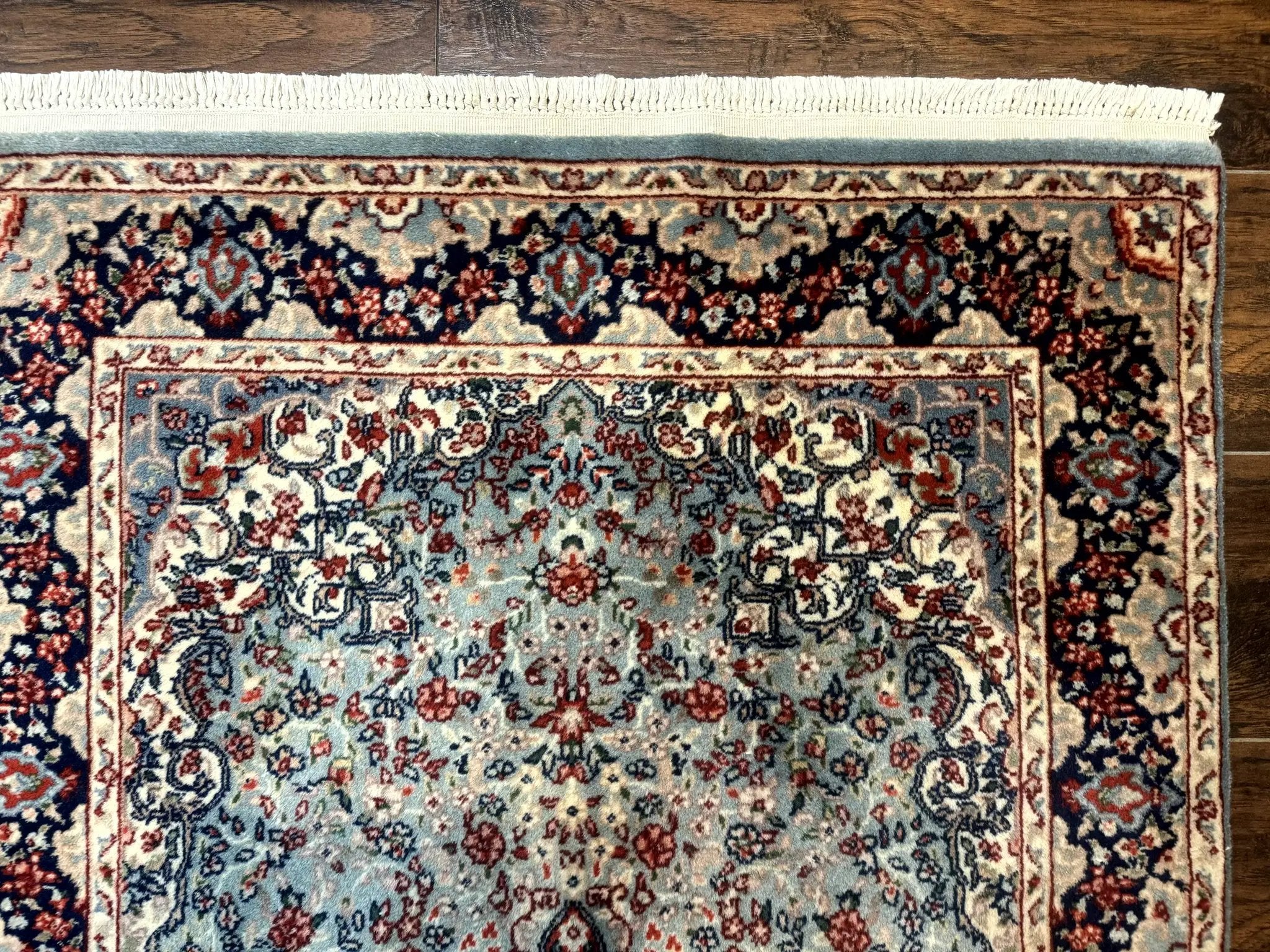 Indo Persian Kerman Rug 3x5, Light Blue, Floral Medallion by Jewel Rugs