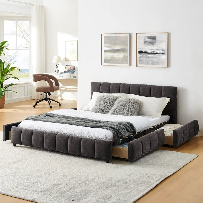 Modern Platform Bed Frame With Thick Fabric by Unique Piece Furniture