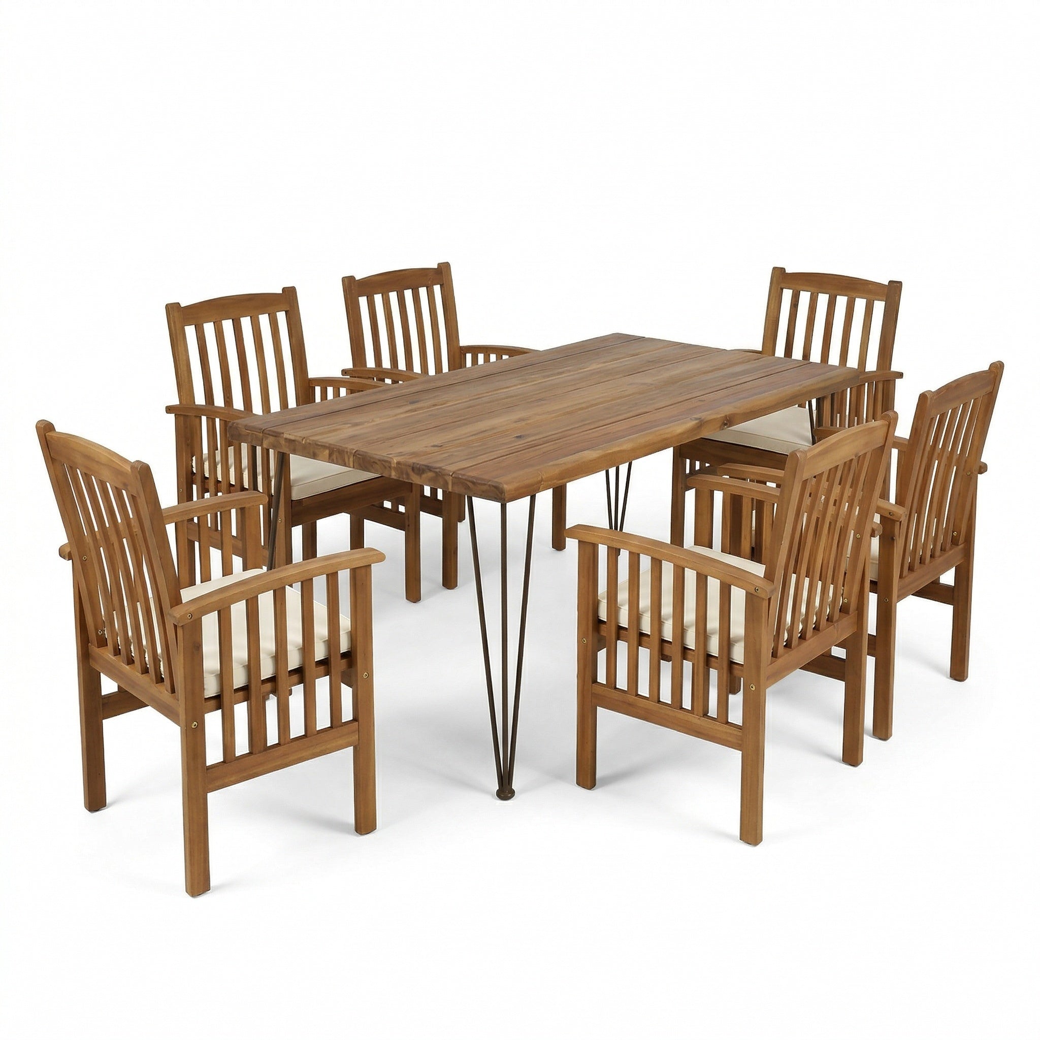 7 Pieces Acacia Wood Outdoor Dining Set by HouseOfZazla