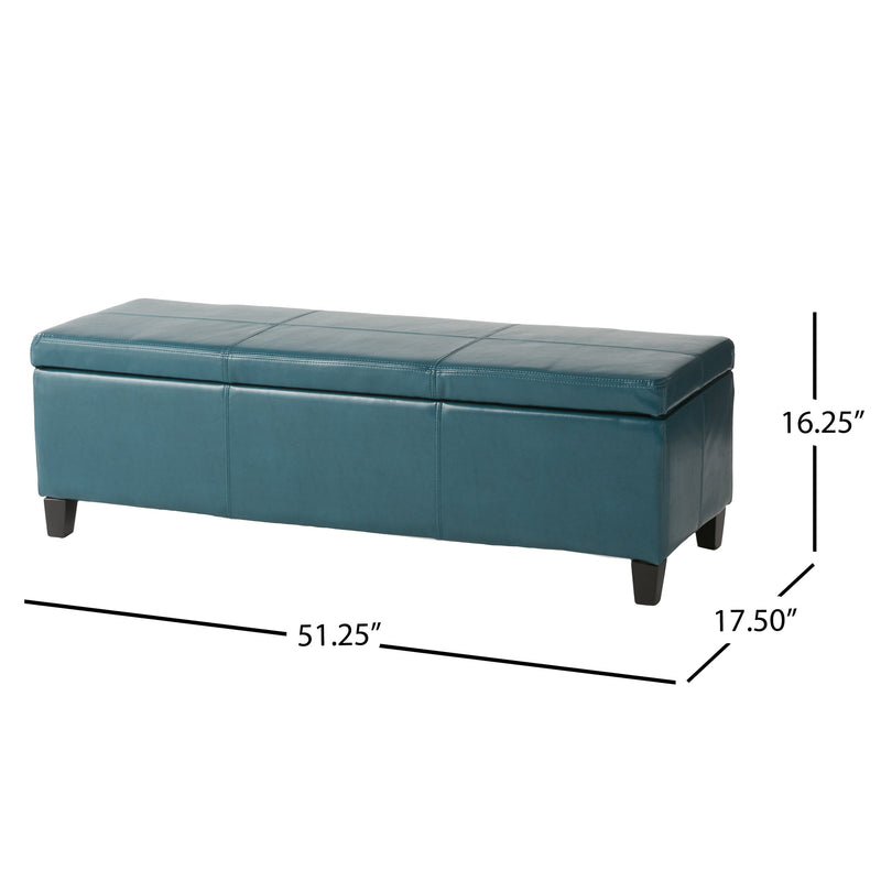 Upholstered PU Leather Storage Ottoman, Solid Wooden Legs by HouseOfZazla