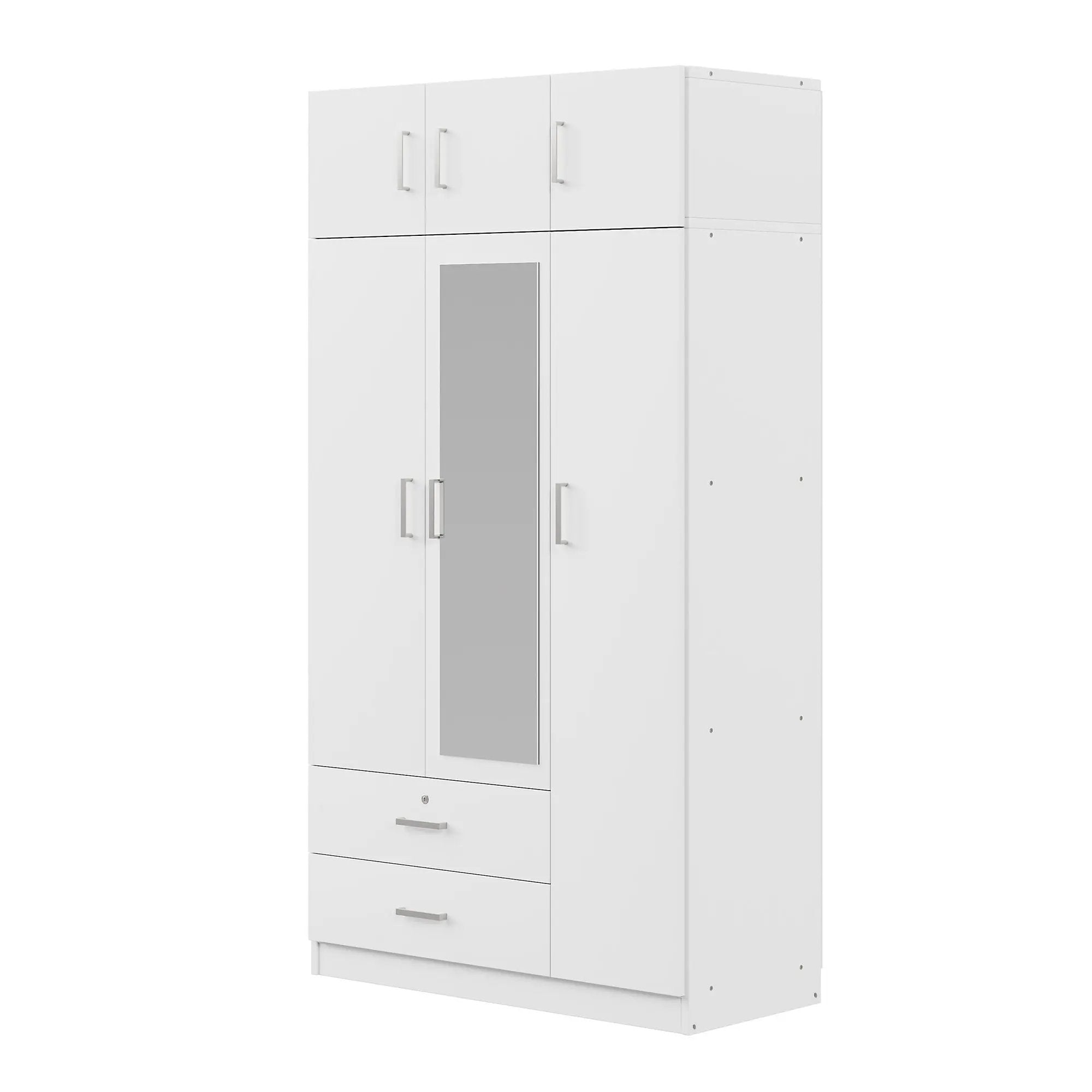 Modern 3 Door Mirror Wardrobe With 2 Drawers And Top Cabinet by HouseOfZazla