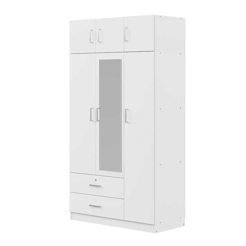 Modern 3 Door Mirror Wardrobe With 2 Drawers And Top Cabinet by HouseOfZazla