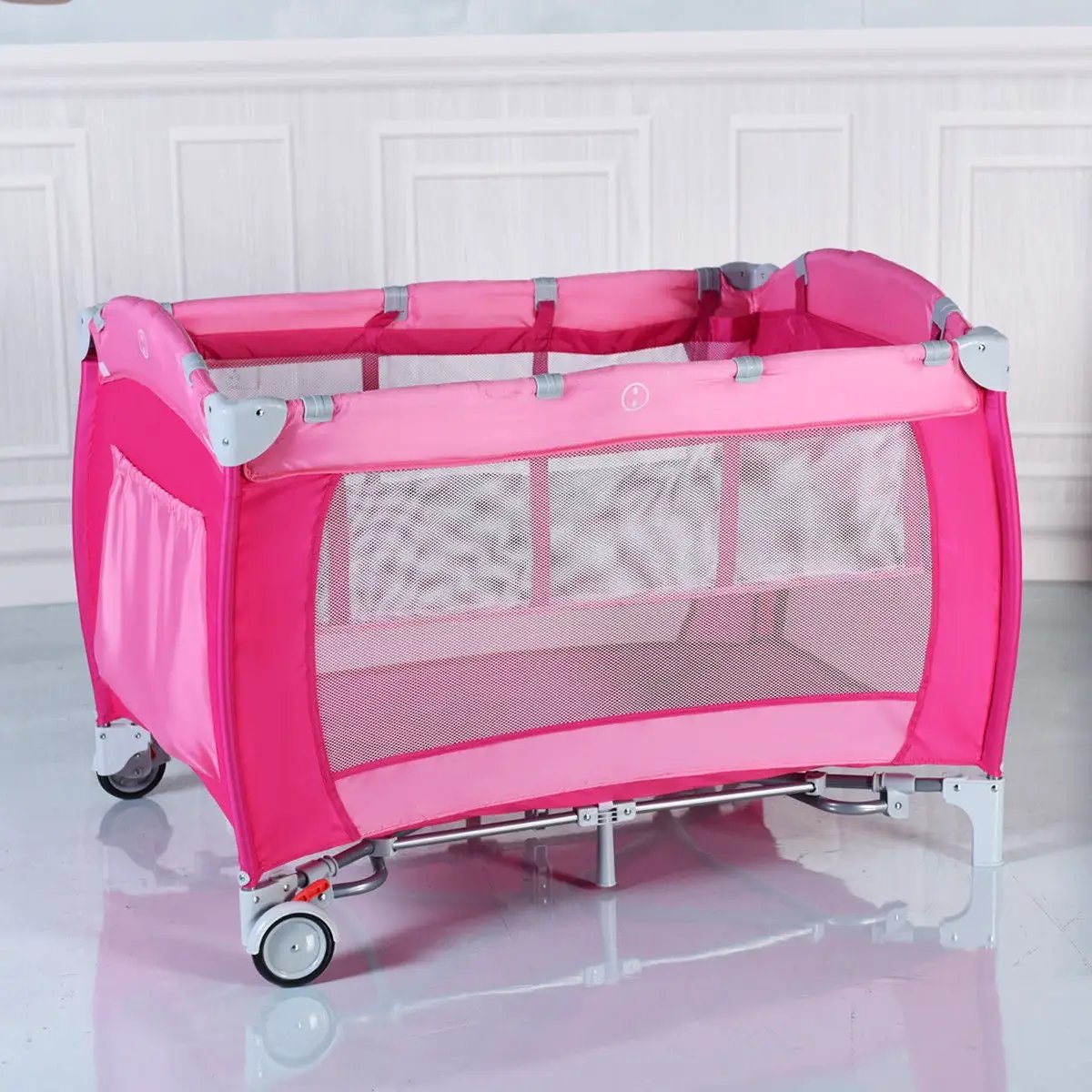 Foldable Baby Crib Playpen with Mosquito Net and Bag by DirectDeals