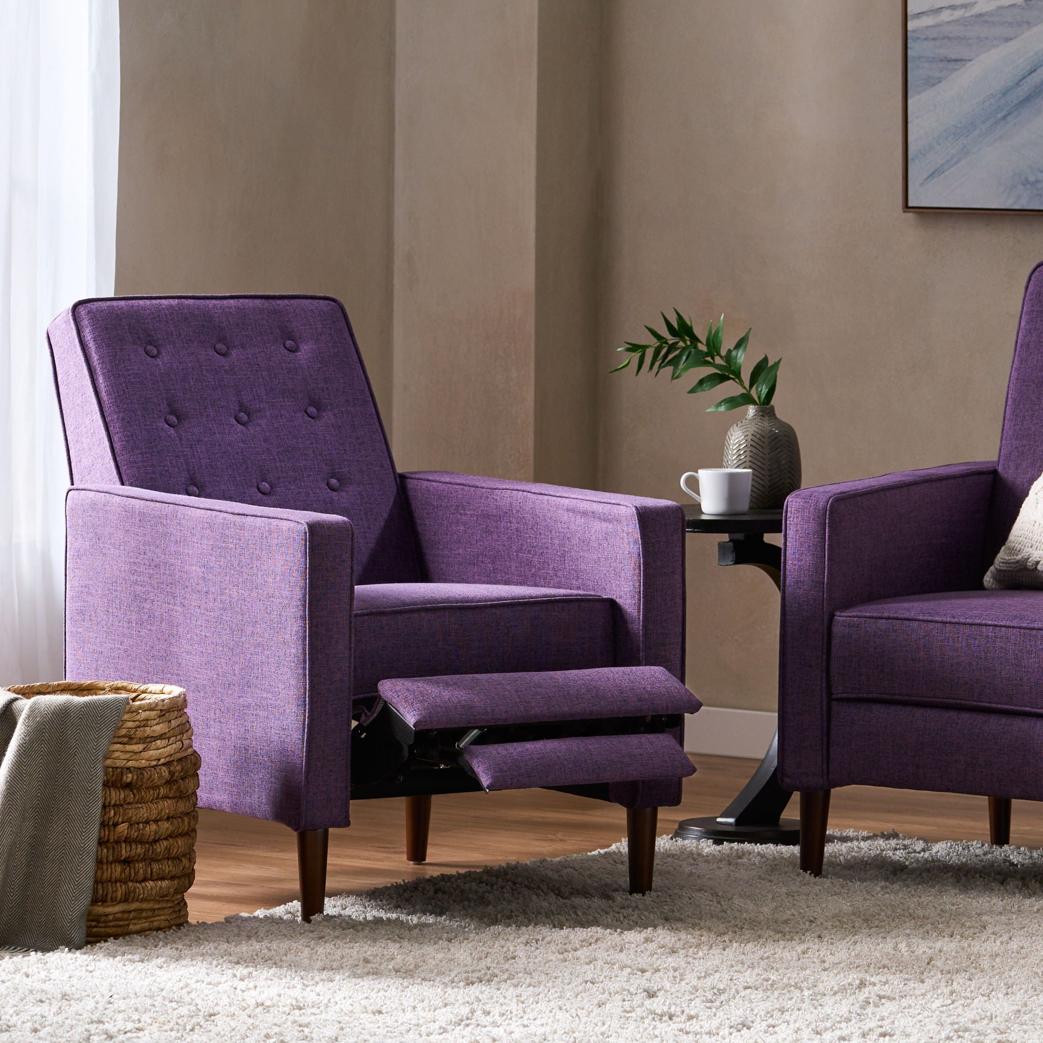 Mid-Century Modern Recliner With Button Tufted Waffle Stitch by HouseOfZazla