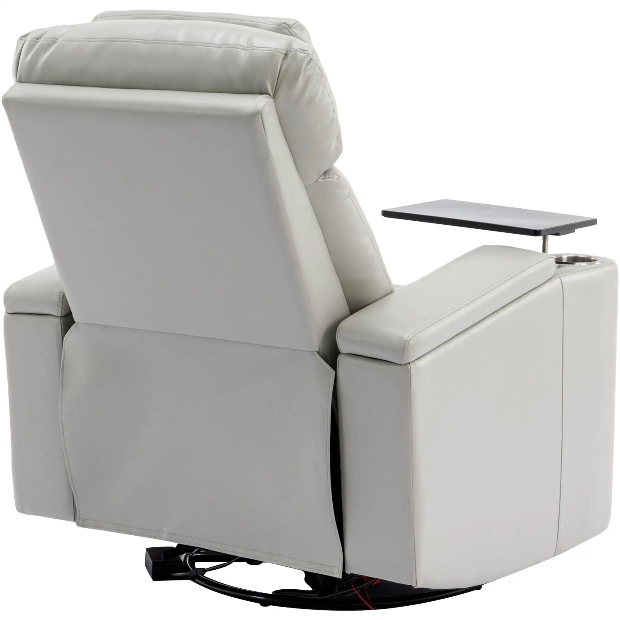270° Power Swivel Recliner Home Theater Chair With Hidden Arm Storage, LED Light, Cup Holder, And Tray Table by HouseOfZazla