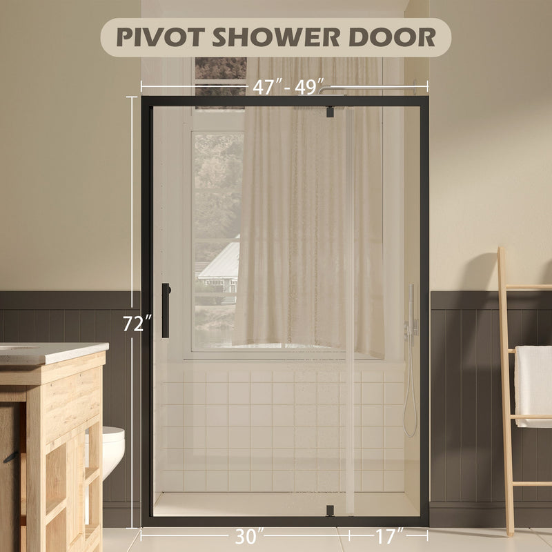 47-49" W × 72" H Pivot Shower Door with Clear Tempered Glass by HouseOfZazla