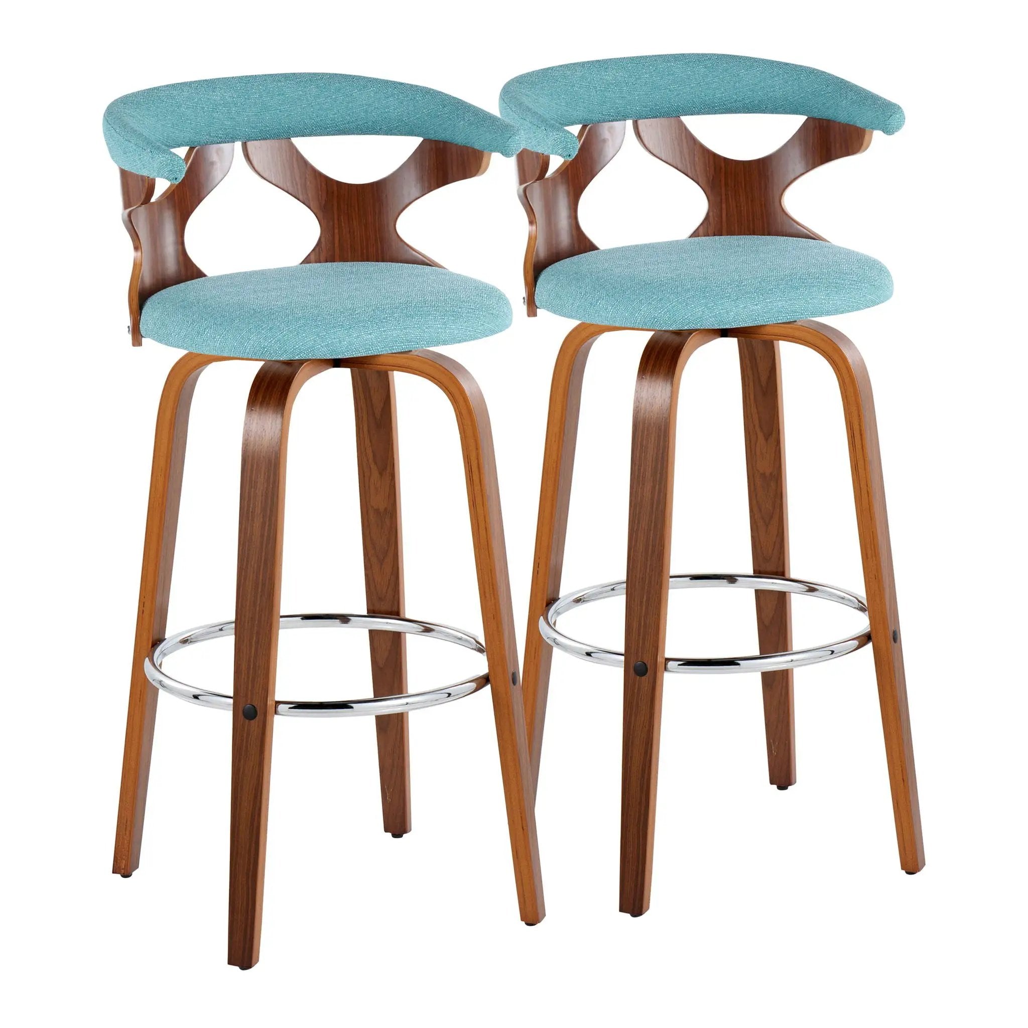 Gardenia - Mid Century Modern Fixed Height Barstool With Swivel With Round Footrest (Set of 2) by HouseOfZazla