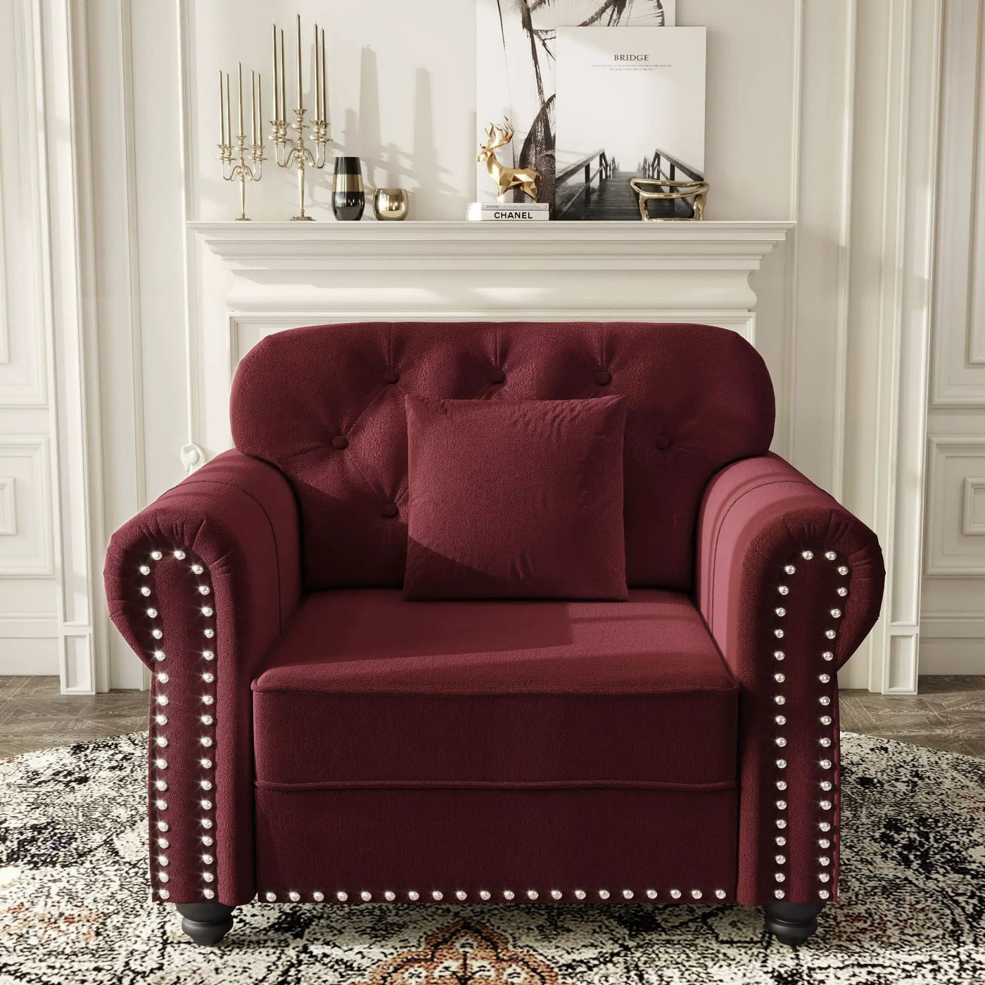 Sofa With Nailhead Trim And Rolled Armrests by HouseOfZazla