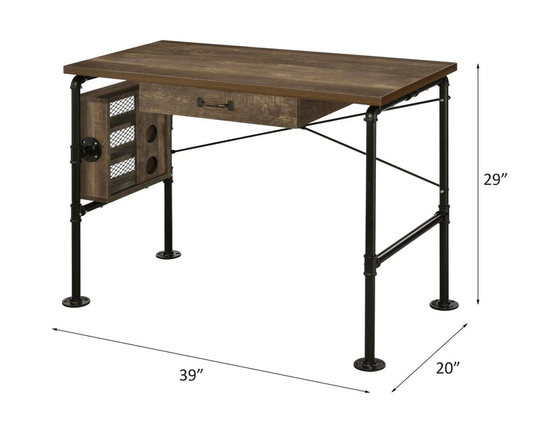 Endang - Writing Desk - Weathered Oak / Black by Unique Piece Furniture