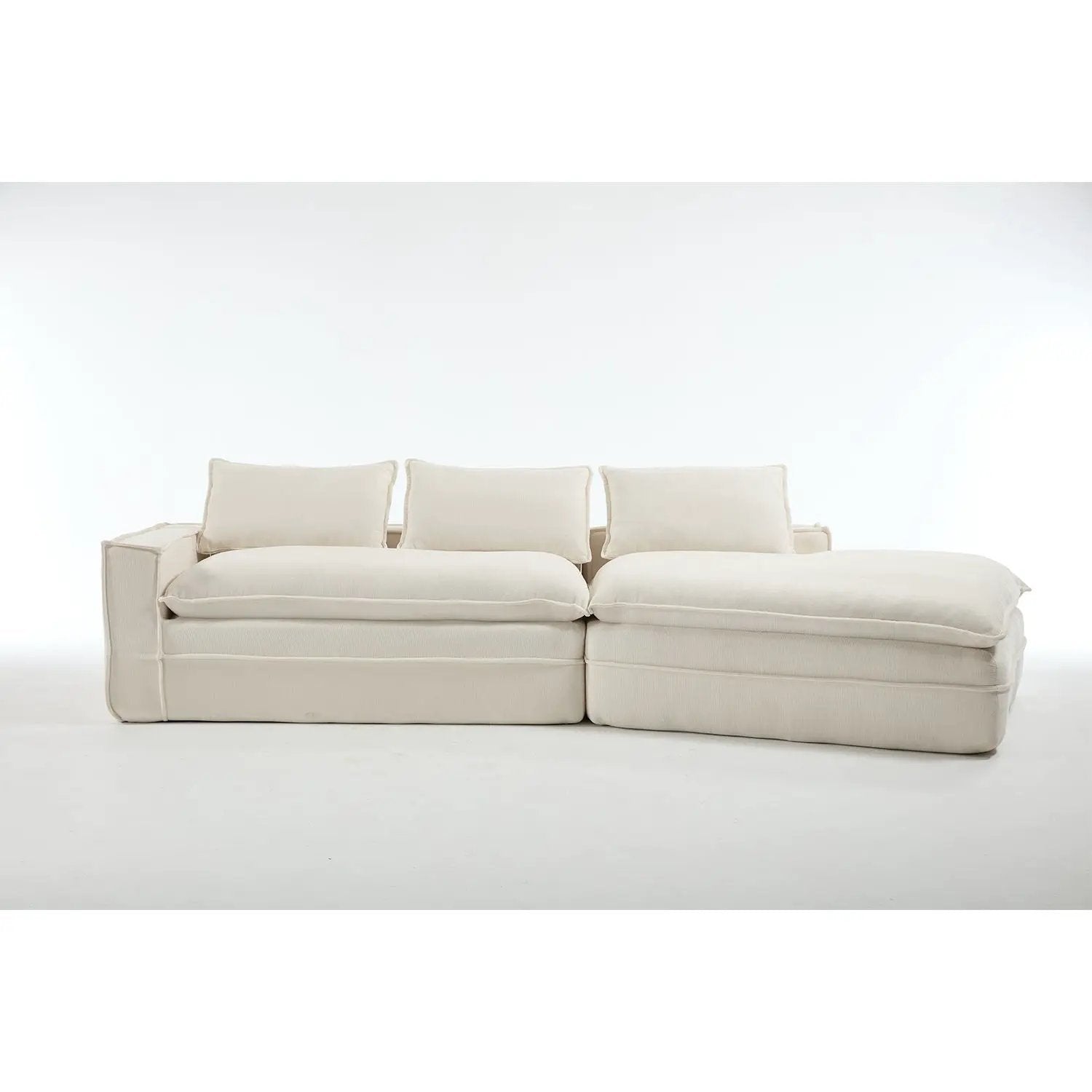 Modern Minimalist Modular Sectional Sofa With Deep Seats And Right Facing Chaise by HouseOfZazla