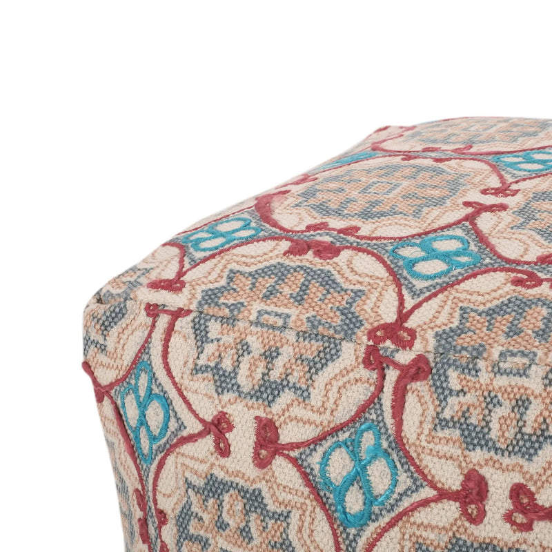 Amelia - Handcrafted Fabric Pouf, Rustic Elegance - Multicolored by Unique Piece Furniture