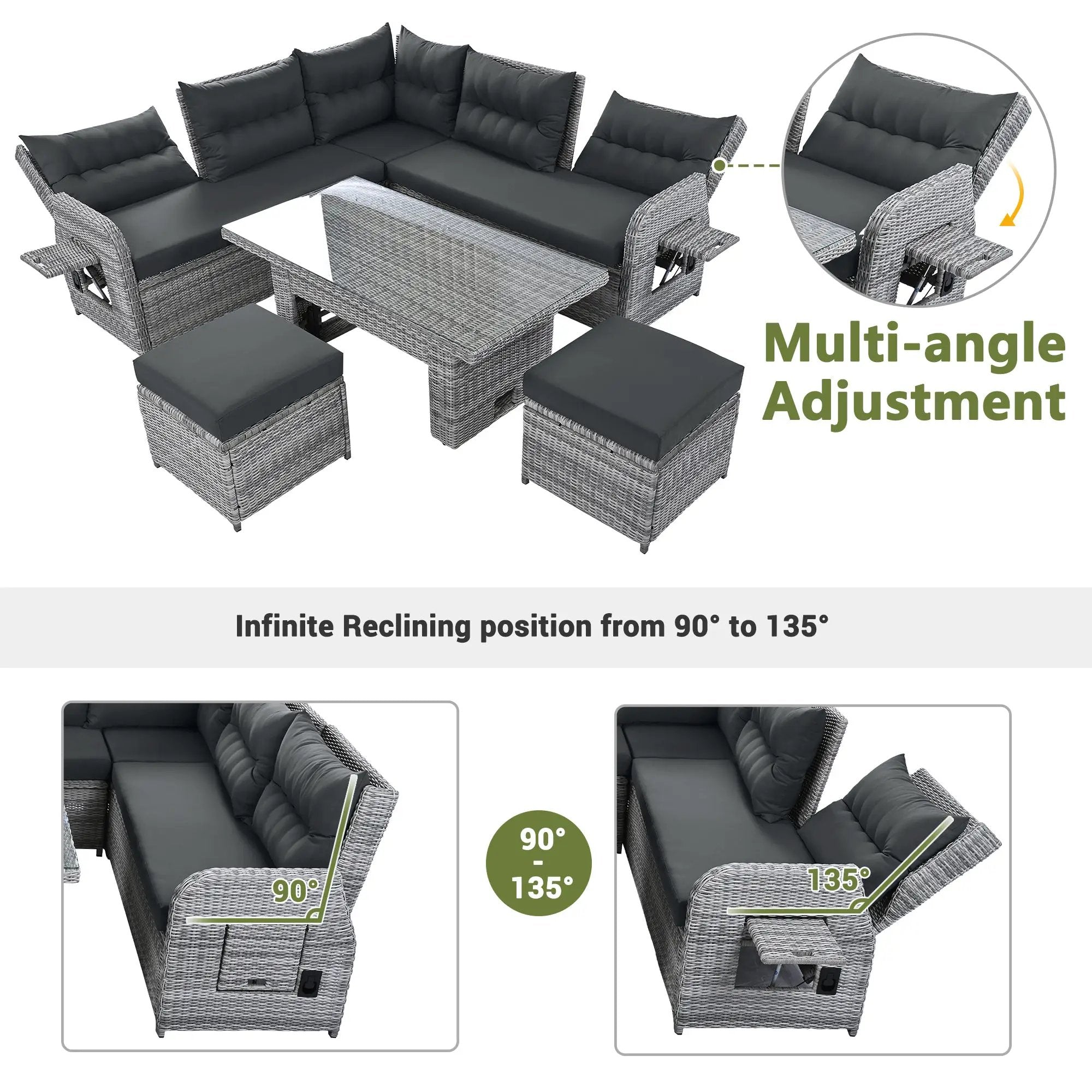 Outdoor Furniture Set Patio Rattan with Recliners and Tables by HouseOfZazla