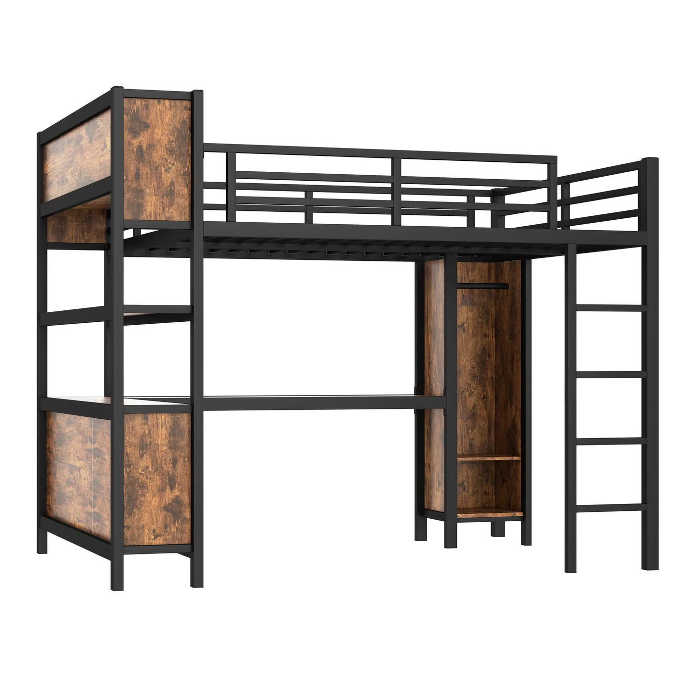 Metal Loft Bed with Wardrobe and L-Shaped Desk by HouseOfZazla