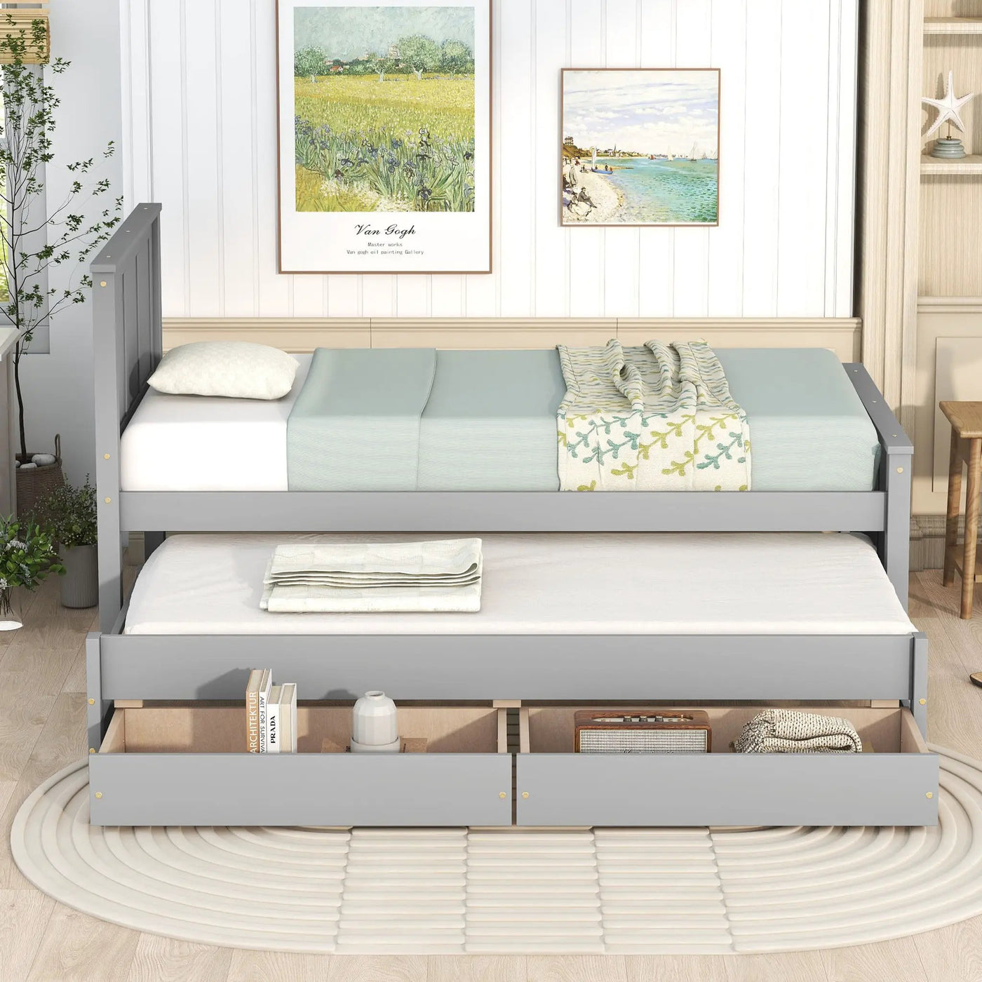 Platform Bed With Trundle And Drawers by HouseOfZazla