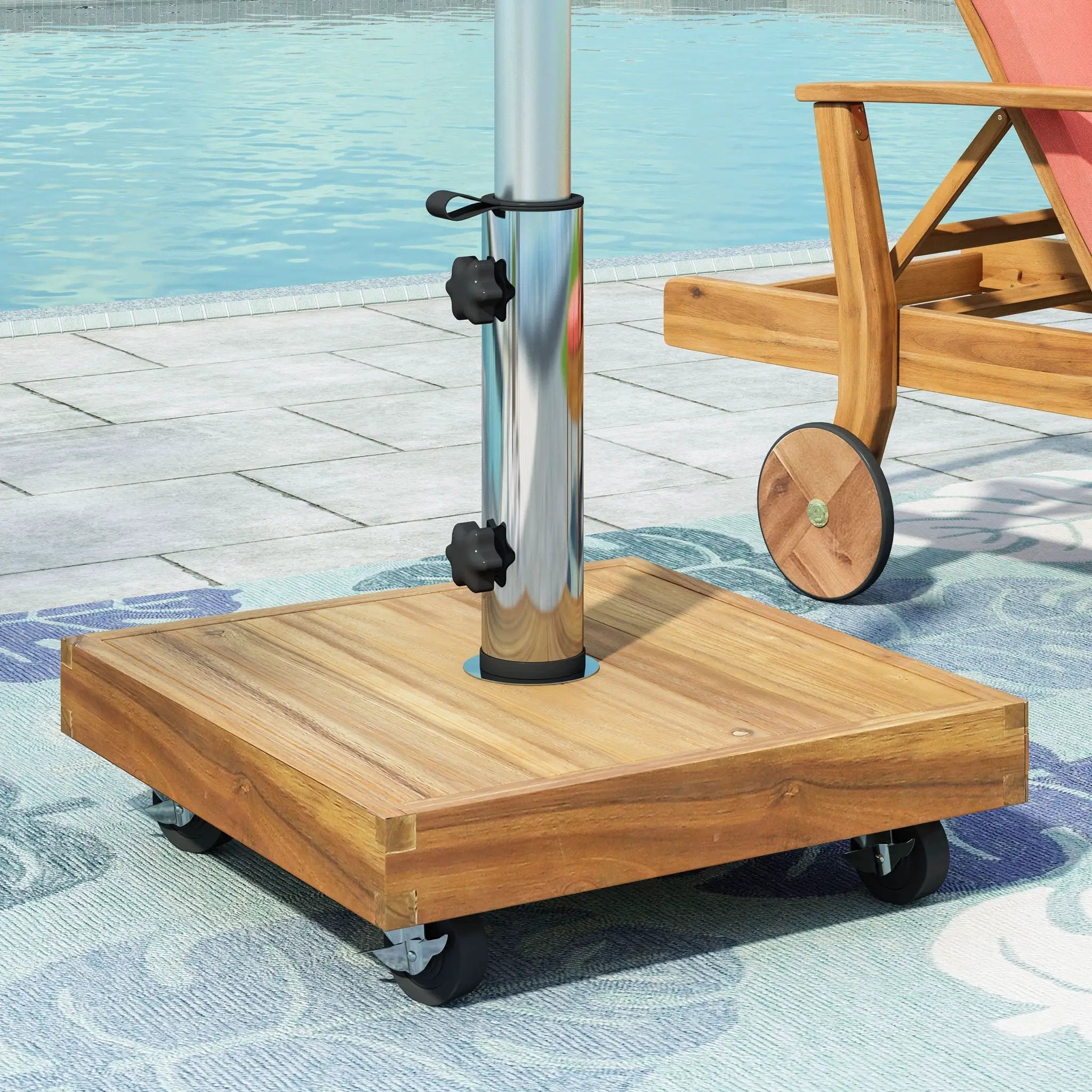 Ralph Square Umbrella Base - Teak by HouseOfZazla