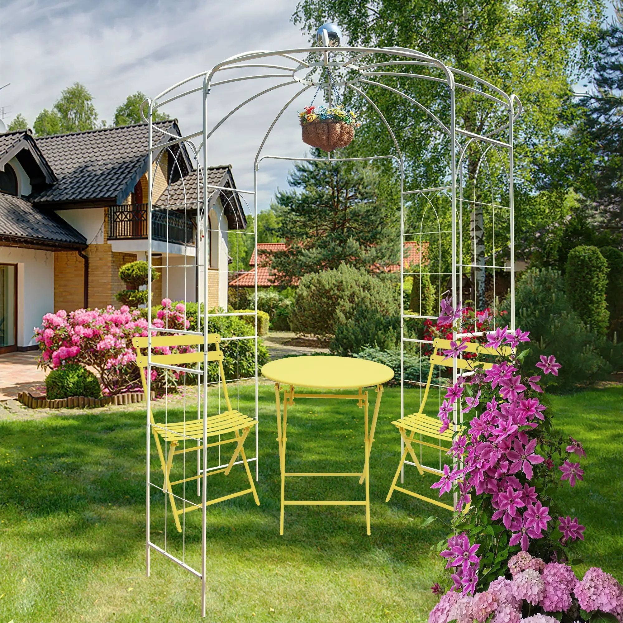 Metal Garden Arch Iron Garden Arbors Gazebo Dia High Birdcage Shape Pergola Pavilion For Wedding Ceremony by HouseOfZazla