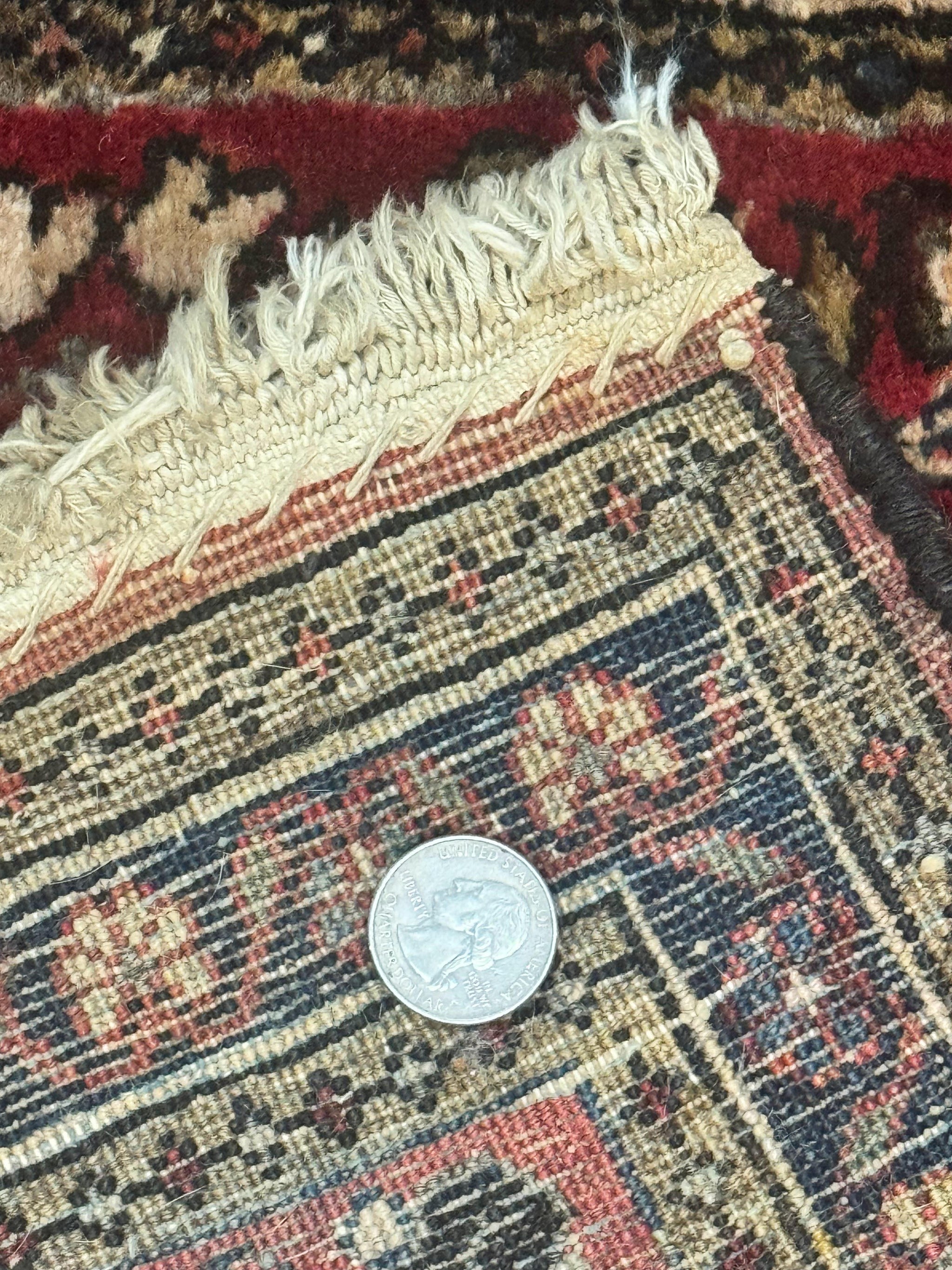 Small Persian Sarouk Rug 2x4, Floral, Red Hand Knotted Wool Traditional Oriental Carpet, Antique Persian Rug 2 x 4 by Jewel Rugs