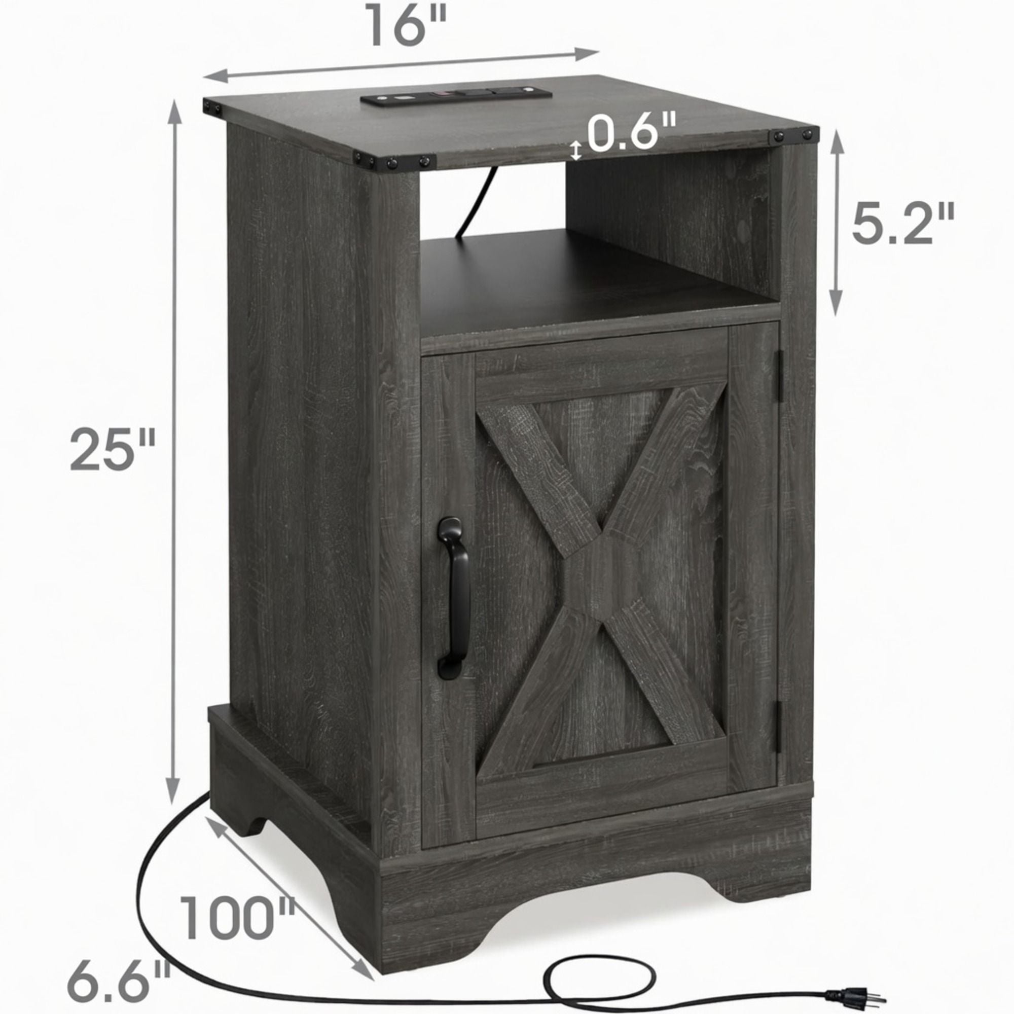 Farmhouse Nightstand, Charging Station & Storage by HouseOfZazla