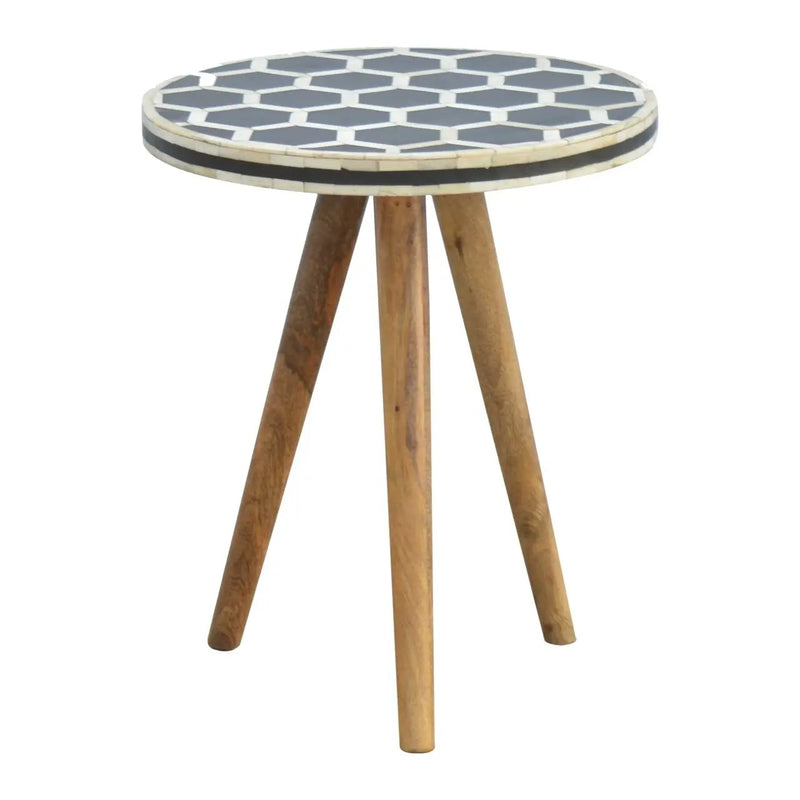 Inlay Bone Tripod Stool - Beige / White by Unique Piece Furniture