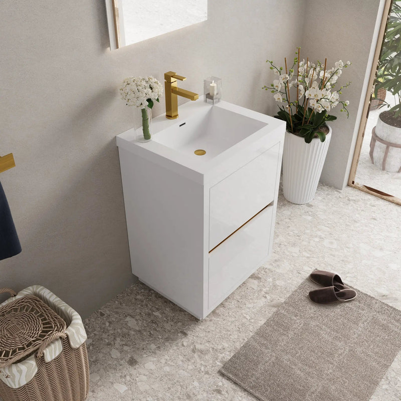 24" Freestanding Bathroom Vanity with Sink and Storage Cabinet by HouseOfZazla