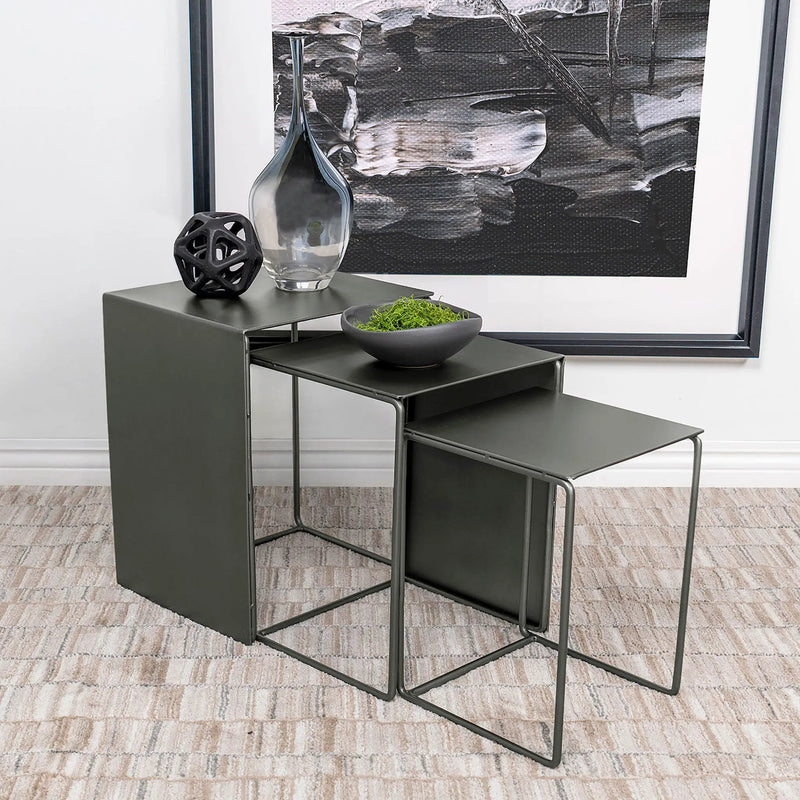 Imez 3-piece Rectangular Metal Nesting Table Set Grey by Unique Piece Furniture