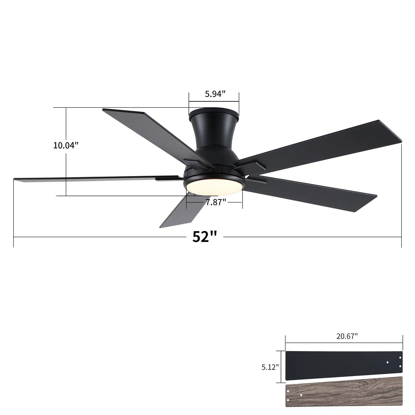 Low Profile Flush Mount Intergrated LED Ceiling Fan With Light And Reversible Quiet Motor by Unique Piece Furniture