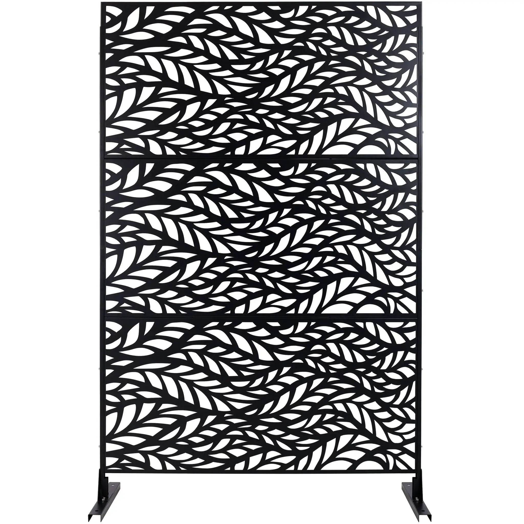 Outdoor & Indoor Privacy Screen Metal Privacy Screen, Freestanding Decorative Privacy Screen For Deck Balcony Patio - Black by Unique Piece Furniture