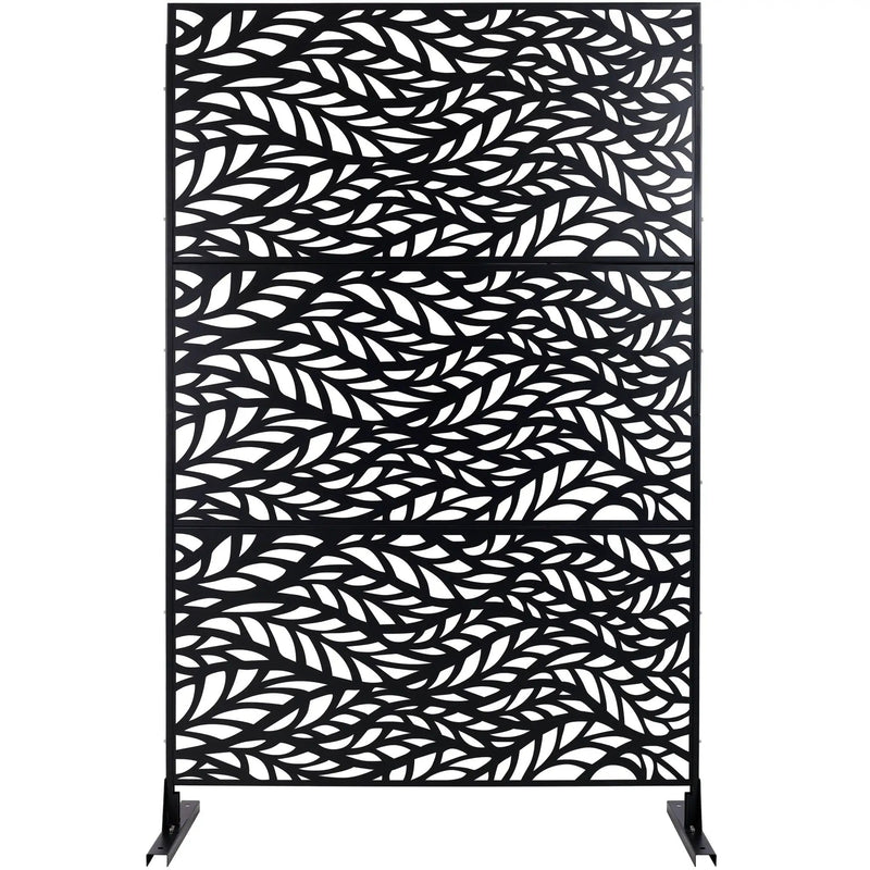 Outdoor & Indoor Privacy Screen Metal Privacy Screen, Freestanding Decorative Privacy Screen For Deck Balcony Patio - Black by Unique Piece Furniture
