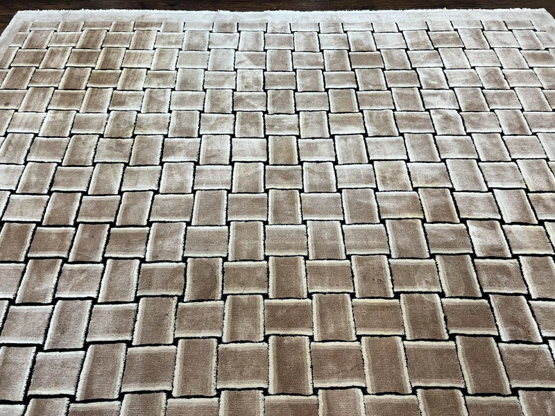 Tibetan Rug 9x12, Handmade, Wool, Modern Design by Jewel Rugs