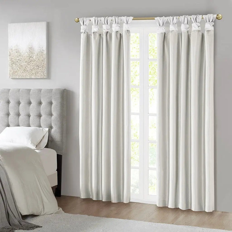 Twist Tab Total Blackout Window Curtain Panel White 50x95 by HouseOfZazla