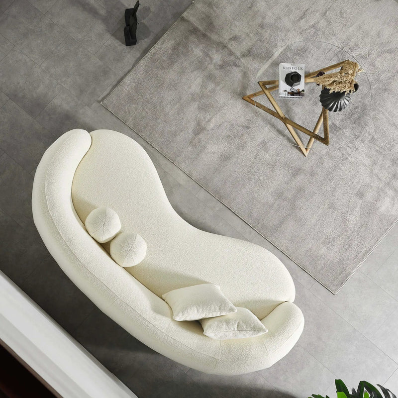 Drake - Japandi Style Curvy Boucle Sofa by HouseOfZazla