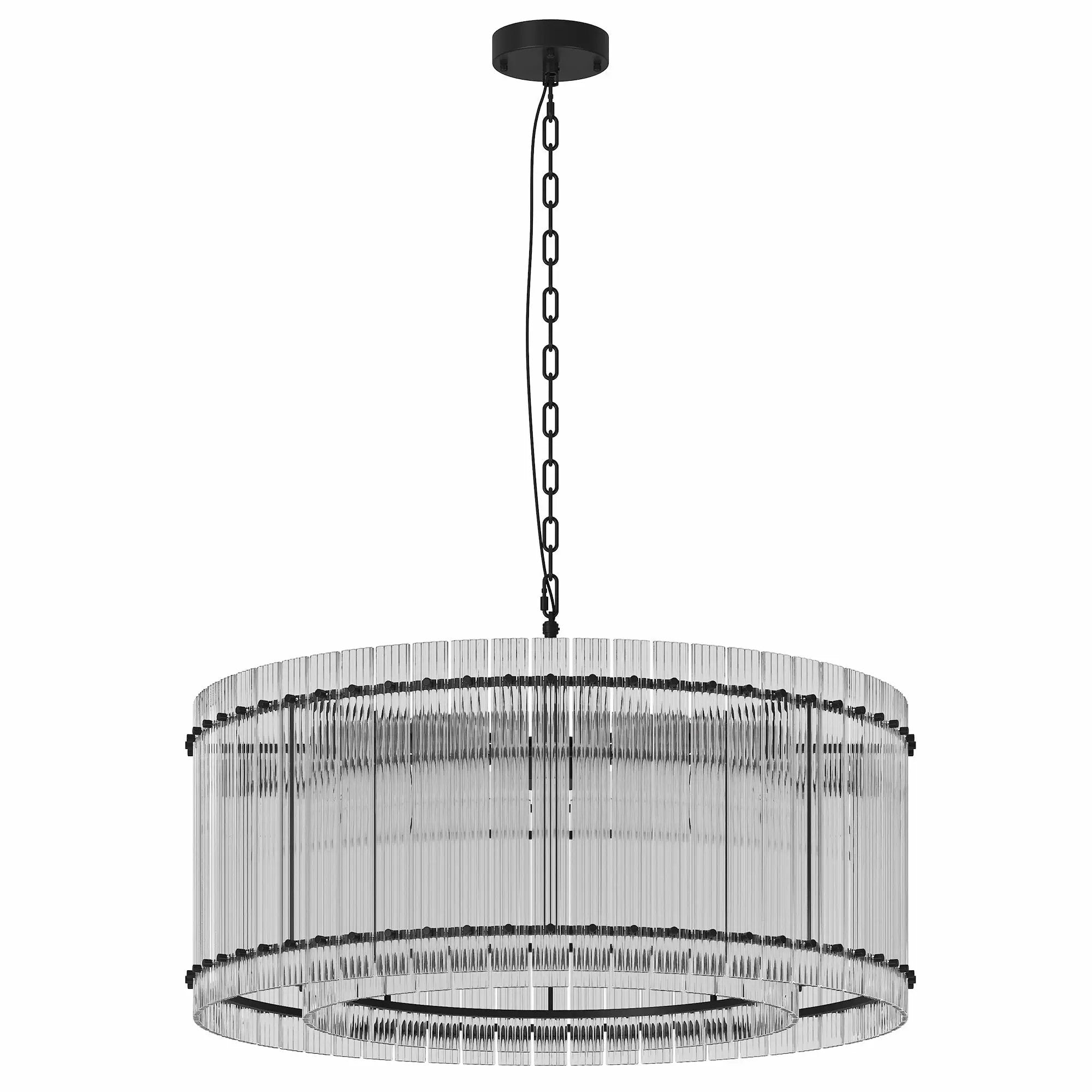 37-Inch Modern Black Round 8-Light Crystal Chandelier by HouseOfZazla