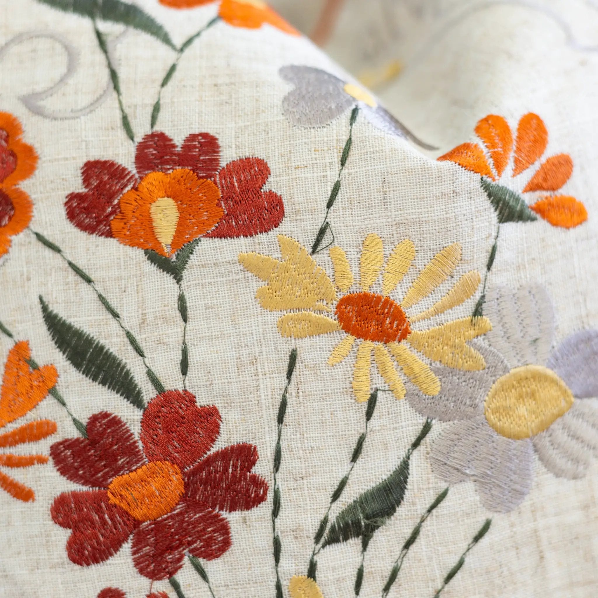 Thanksgiving Embroidered Floral Throw Pillow – Autumn Harvest Accent Cushion Set of 2 by HouseOfZazla