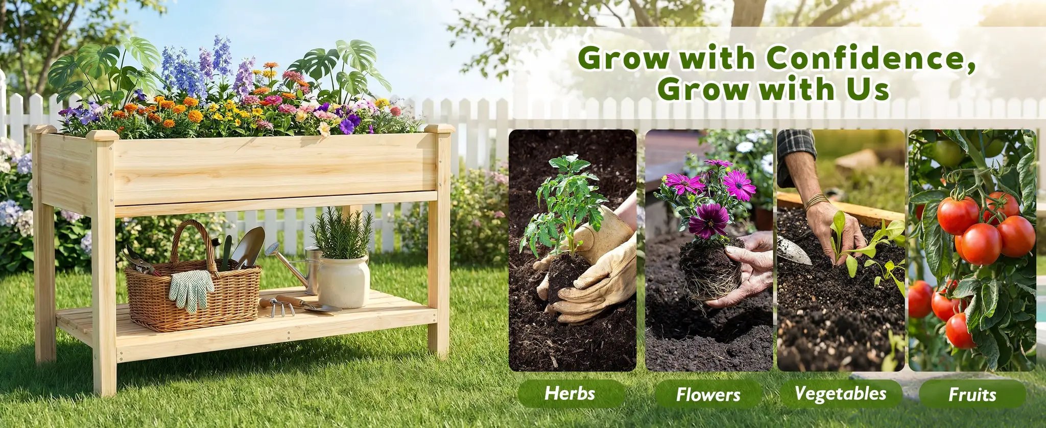 Raised Garden Bed with Water Collection Tray and Storage Shelf by HouseOfZazla