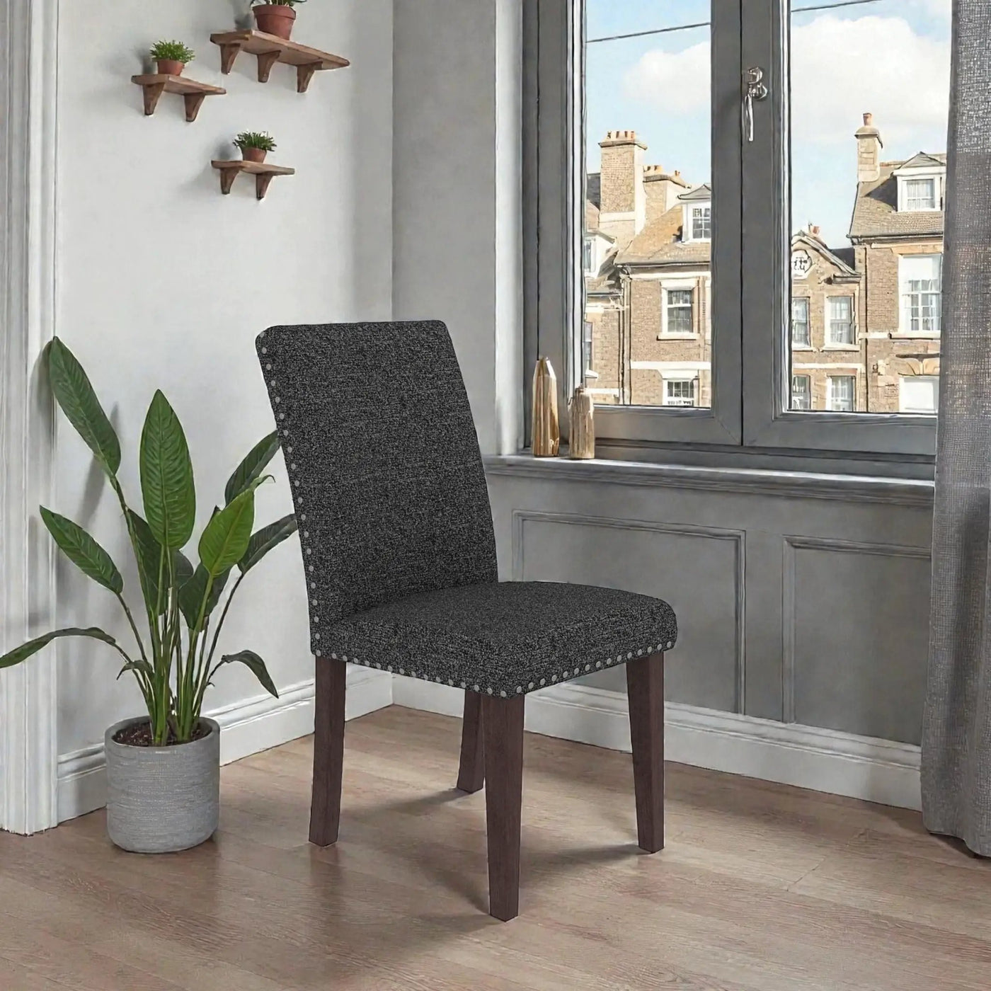 Upholstered Dining Chair With High Back Design (Set of 2) by HouseOfZazla