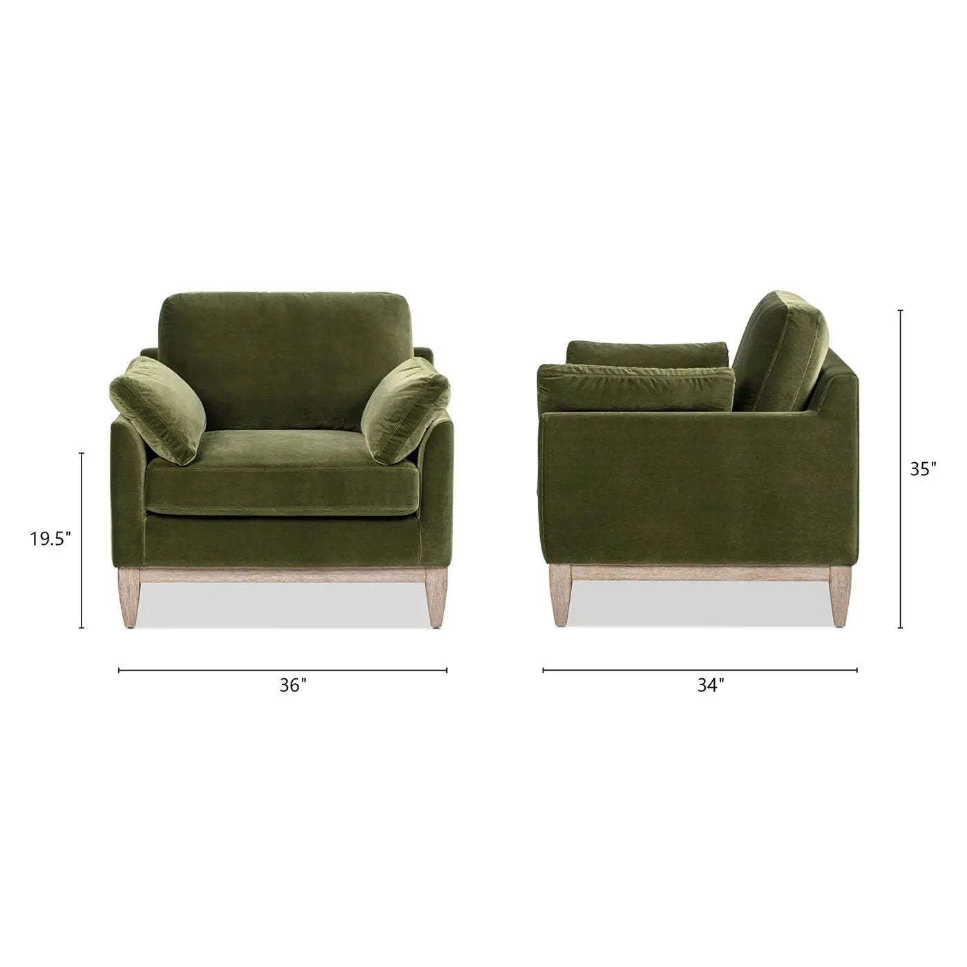 Pasadena - Wide Modern Farmhouse Accent Arm Chair - Olive Green by HouseOfZazla