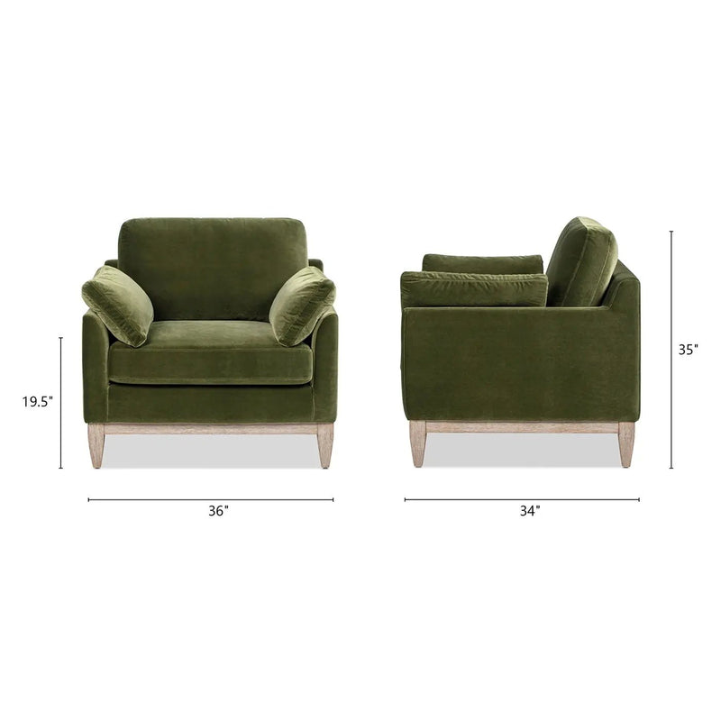 Pasadena - Wide Modern Farmhouse Accent Arm Chair - Olive Green by HouseOfZazla