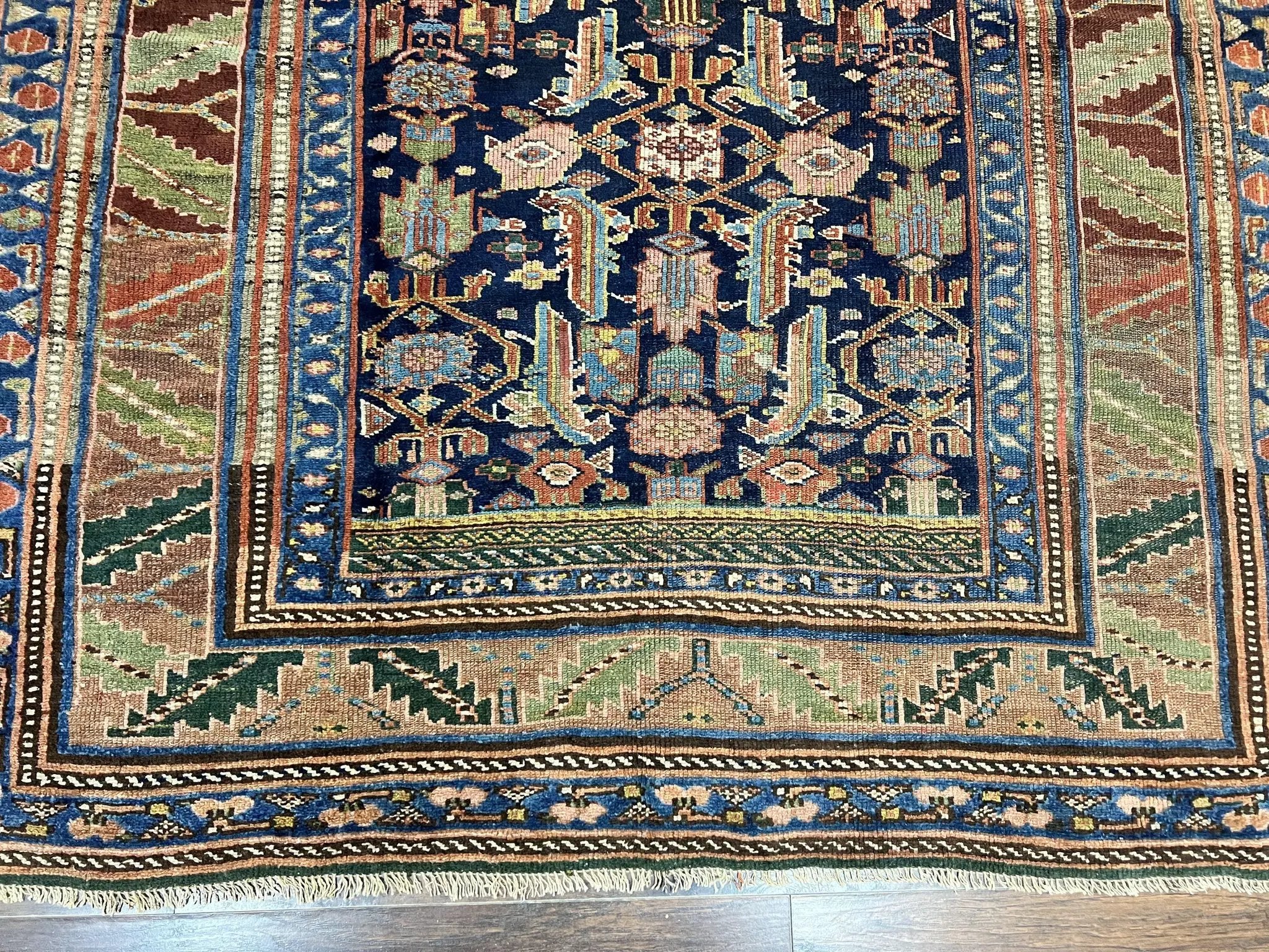 Caucasian Kalegy Rug 6x11, Wide Runner, Wool Hand Knotted Carpet, Navy Blue Tribal Rug, 1920s Antique Rug, 6 x 11 Oriental Carpet by Jewel Rugs