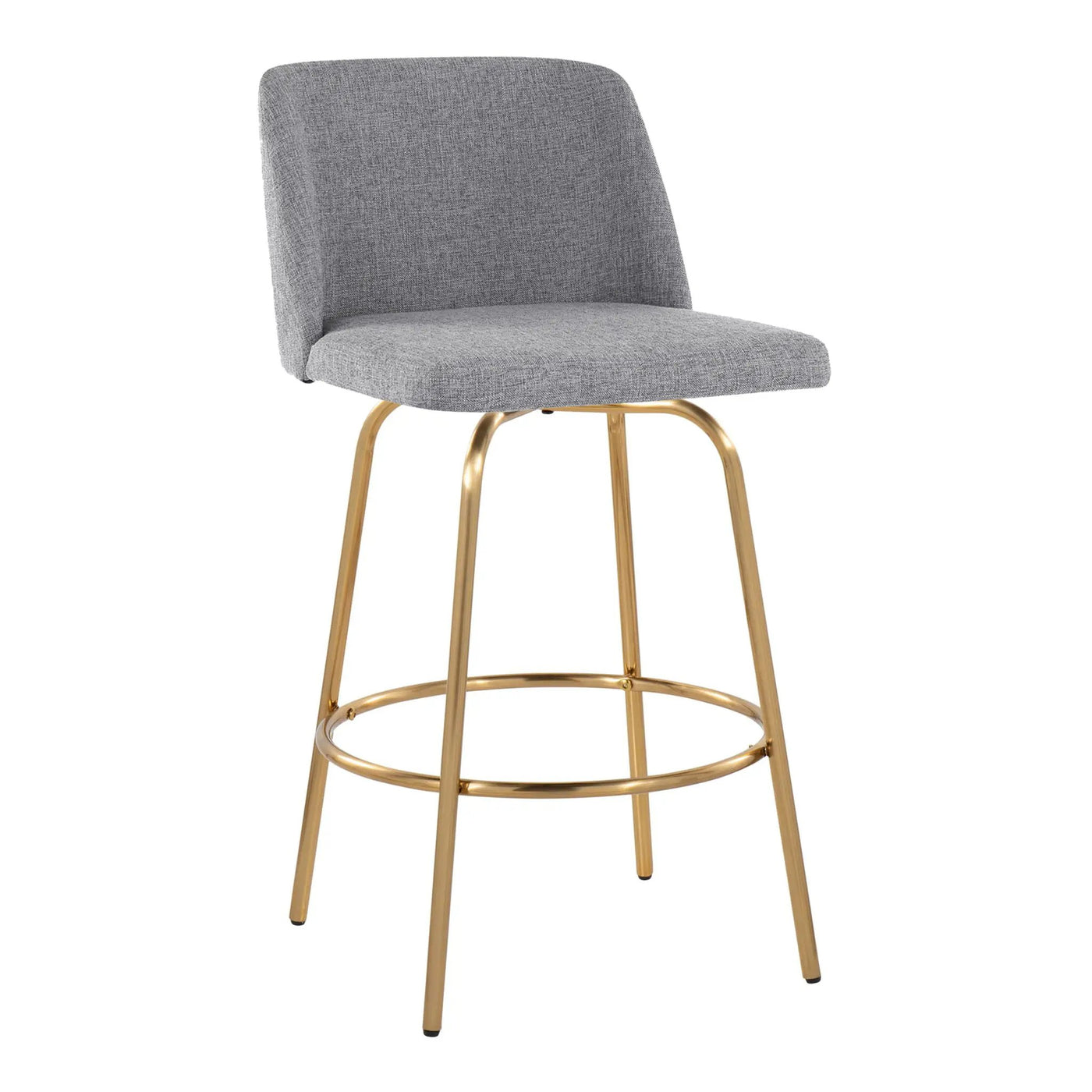 Toriano - Contemporary, Fixed Height Counter Stool With Swivel With Round Footrest (Set of 2) by HouseOfZazla