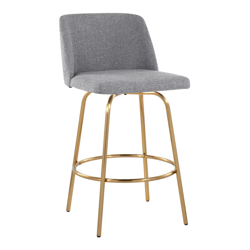 Toriano - Contemporary, Fixed Height Counter Stool With Swivel With Round Footrest (Set of 2) by Unique Piece Furniture