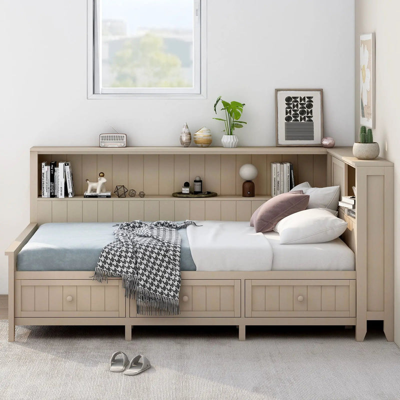Daybed With Storage Shelves And 3 Drawers by HouseOfZazla