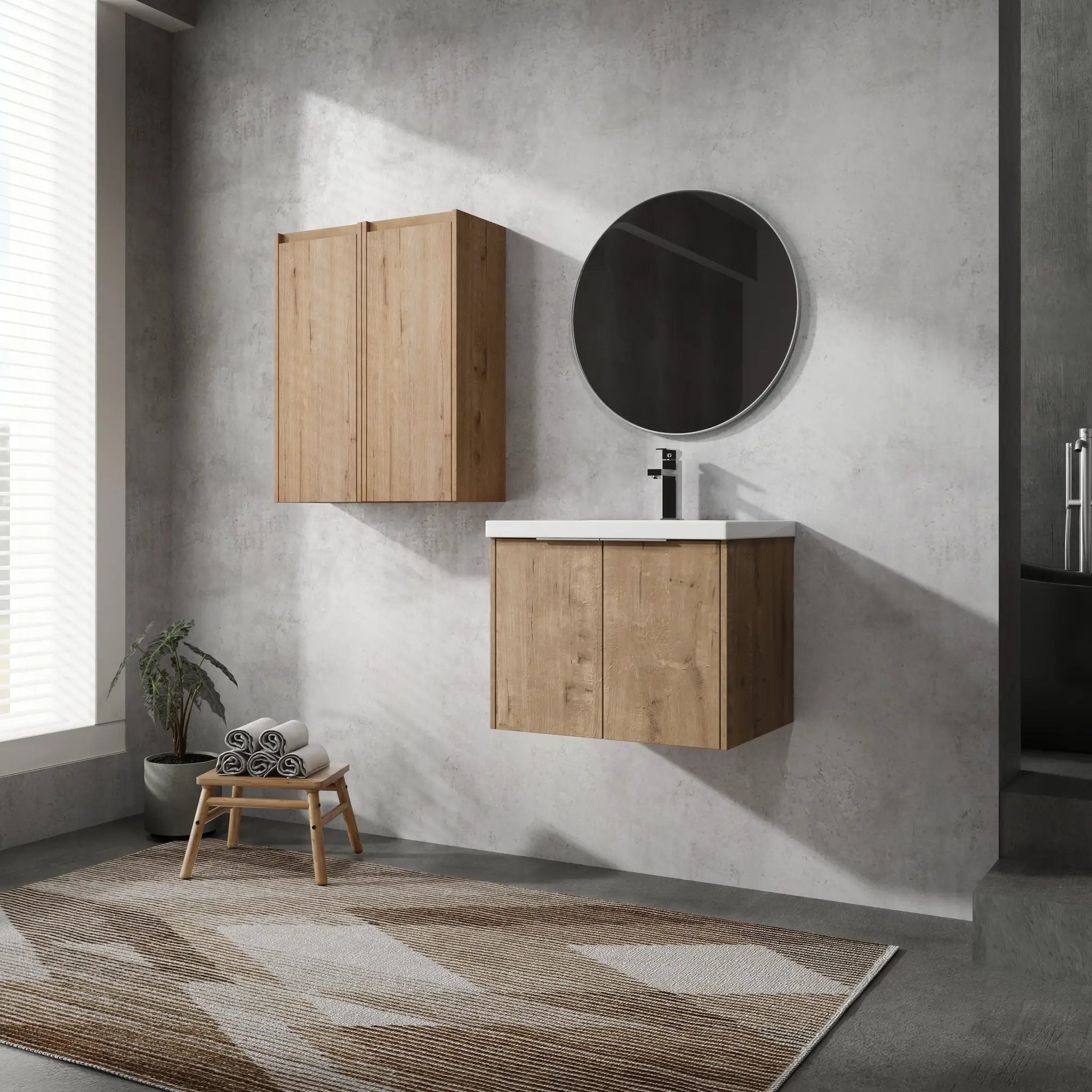 24" Wall-Mounted Bathroom Vanity With Sink and Side Cabinet by HouseOfZazla