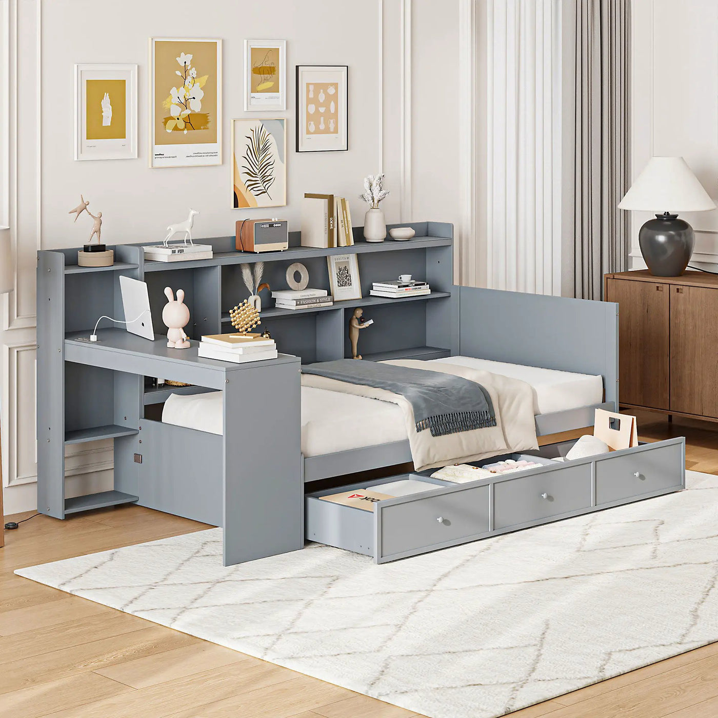 Daybed With 3 Drawers USB Ports And Desk by Unique Piece Furniture